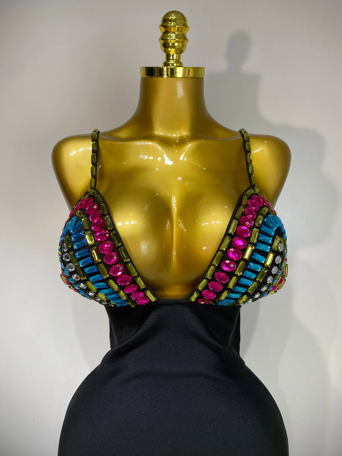 Colorful Diamonds V Neck Black Bodycon Dress