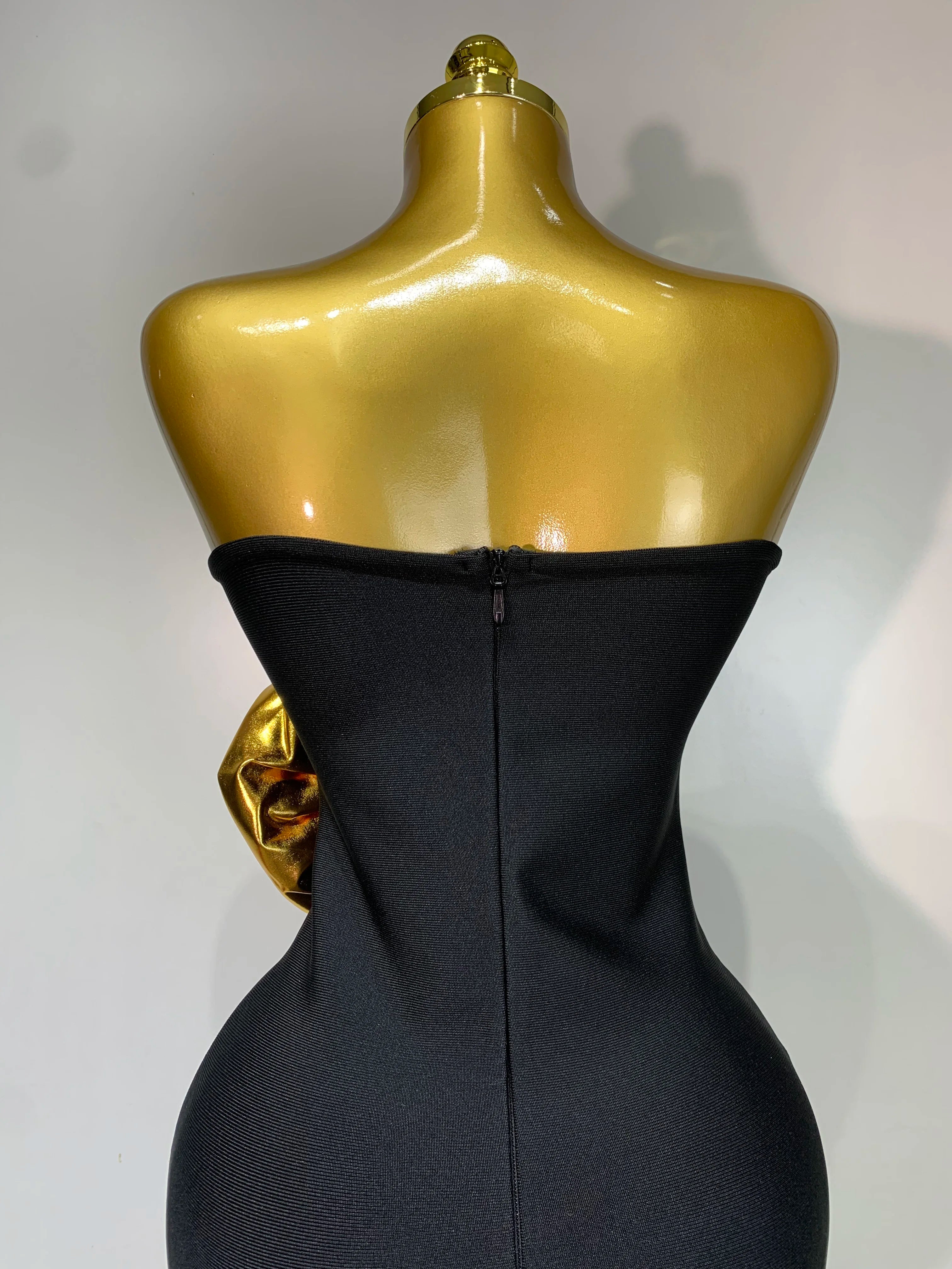Black Gold Rose Tube Dress