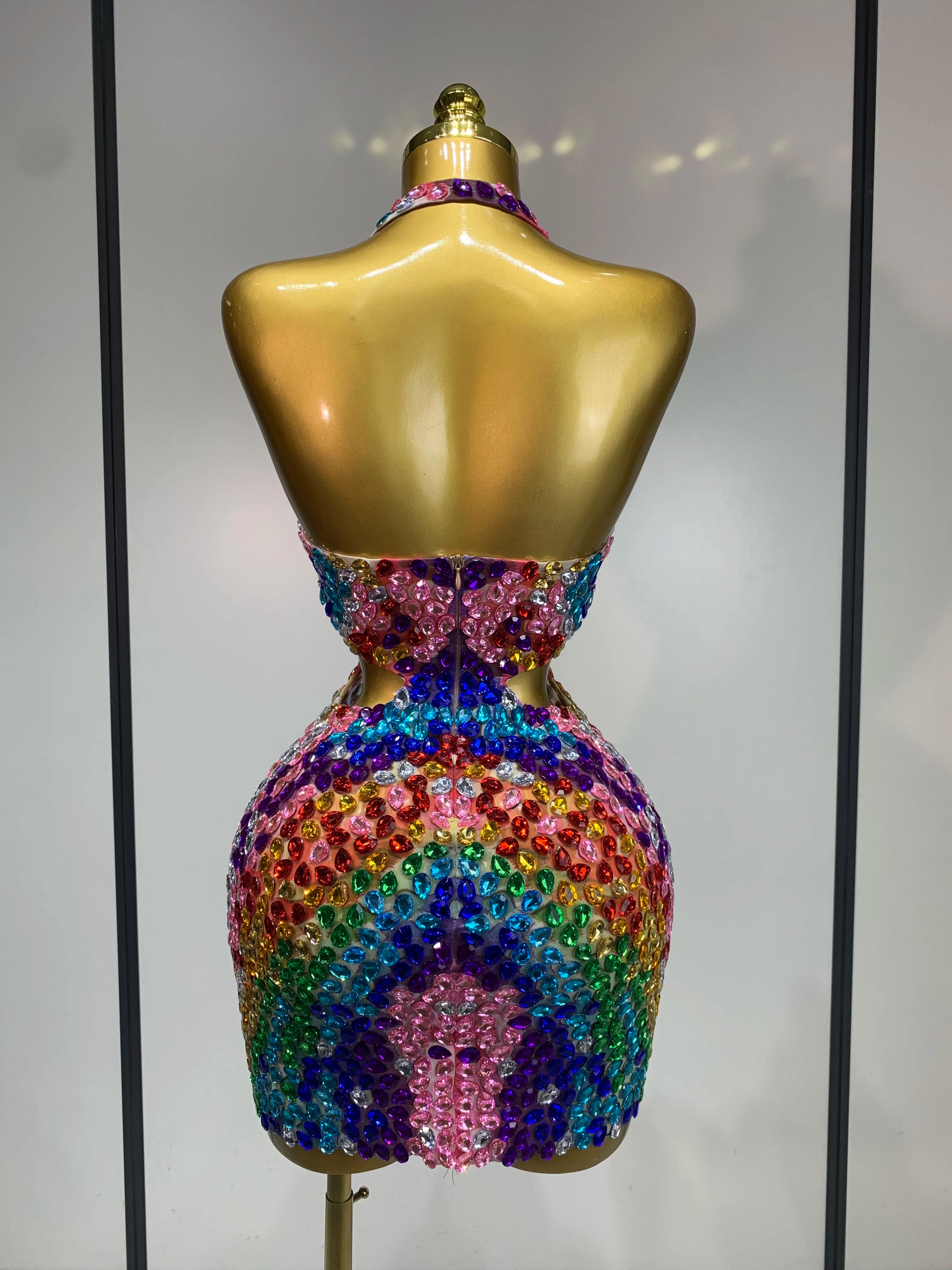 Rainbow Rhinestone Dress