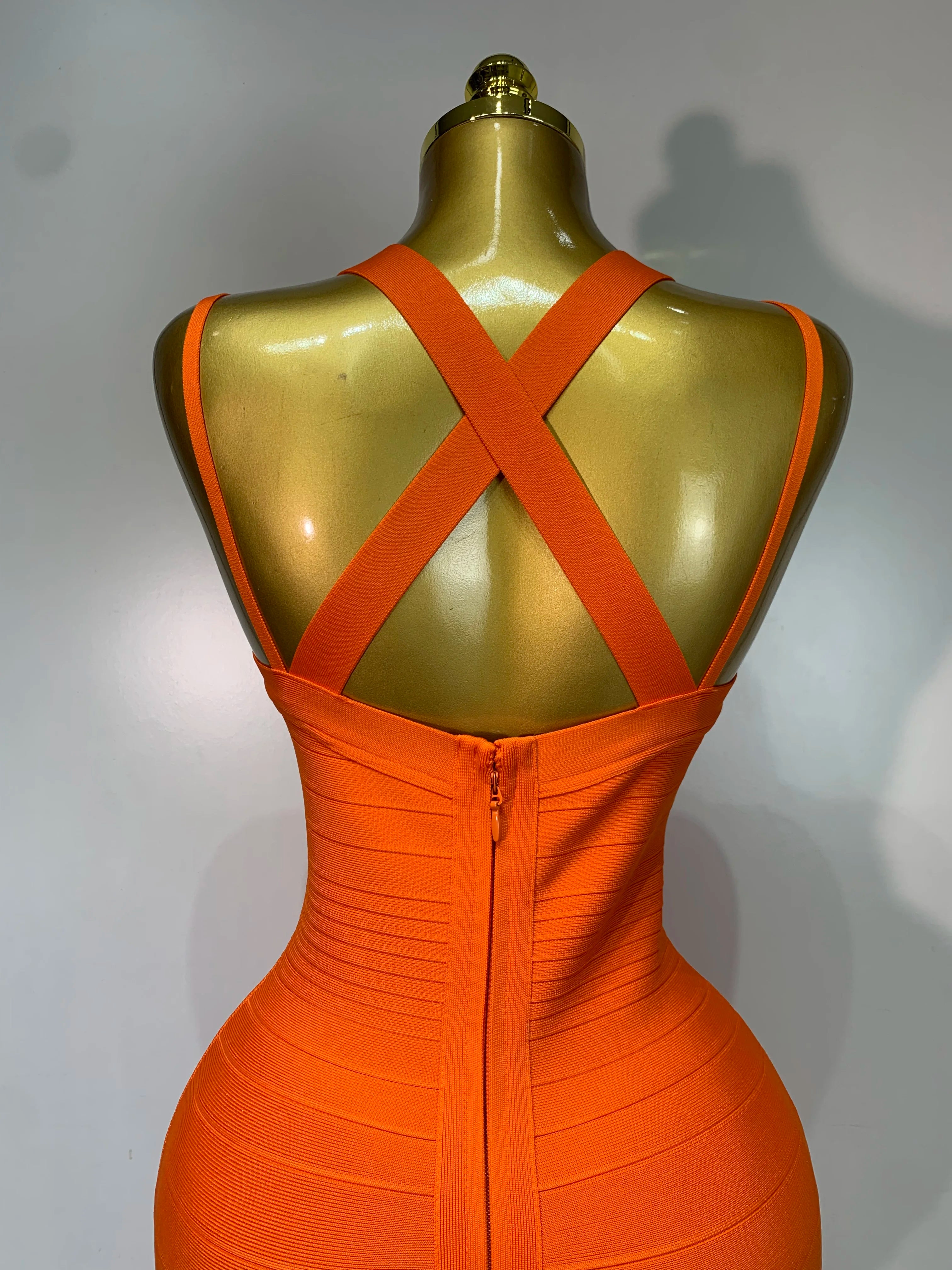 Tangerine Orange Long Bodycon Bandage Dress