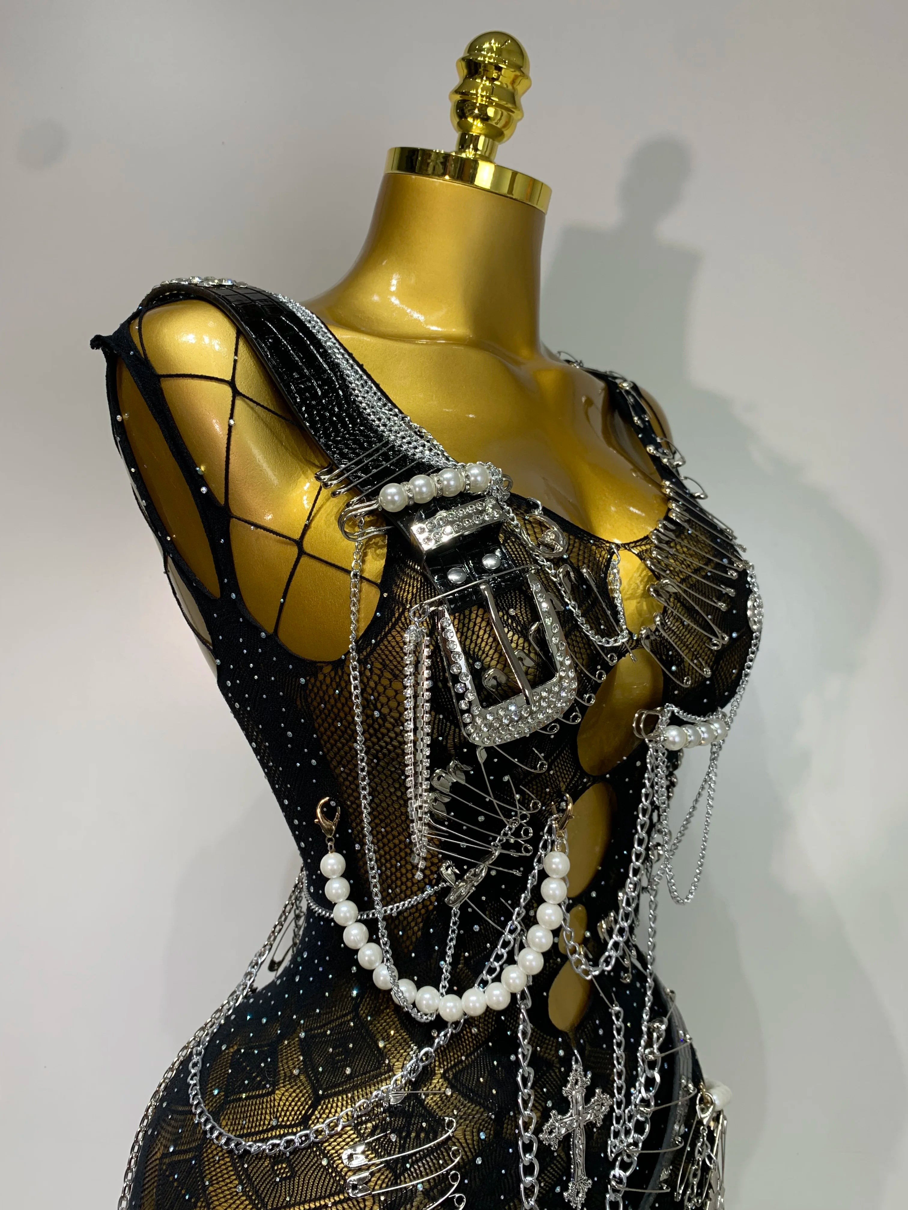 Chain Mesh Mini Dress