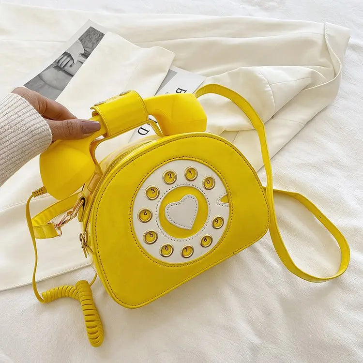 Telephone Shaped Crossbody Bag PU Leather