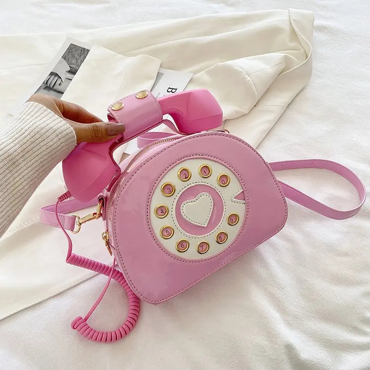 Telephone Shaped Crossbody Bag PU Leather