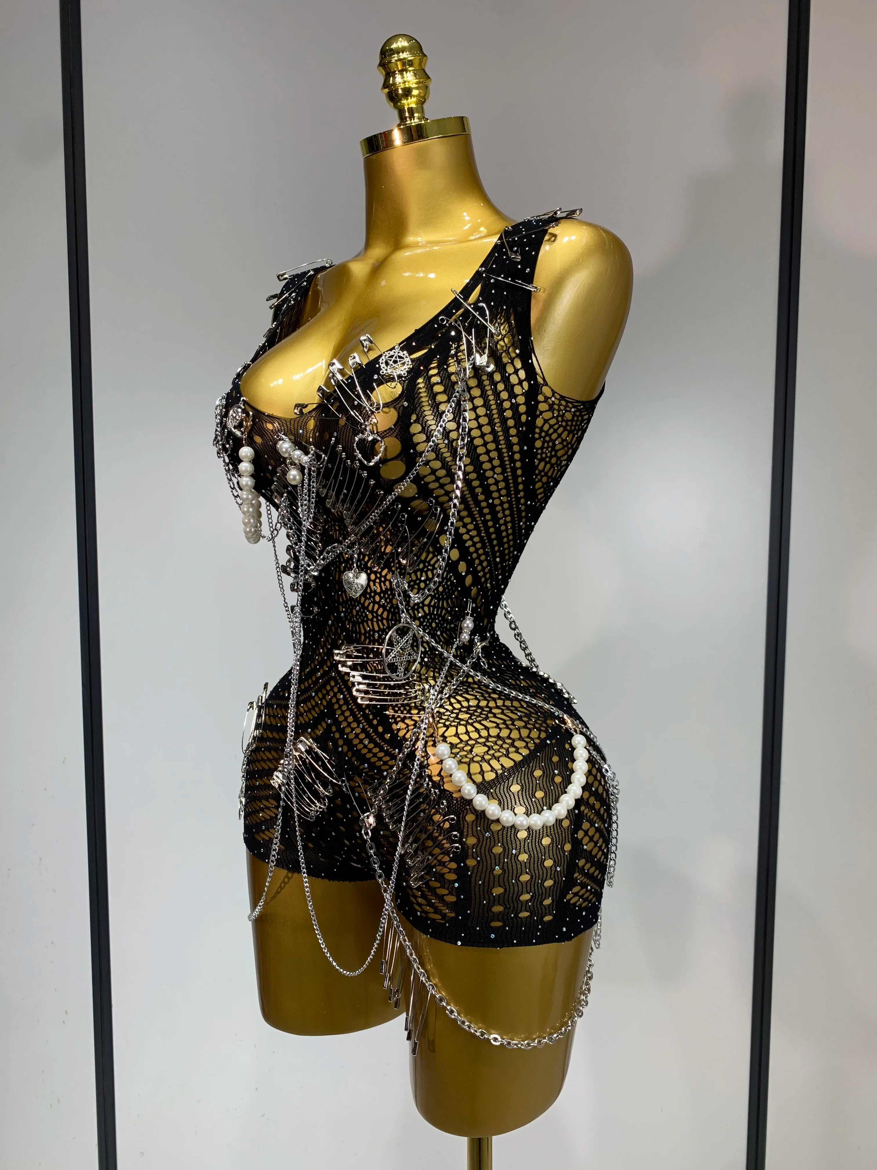 Rockstar Chain Mesh Romper
