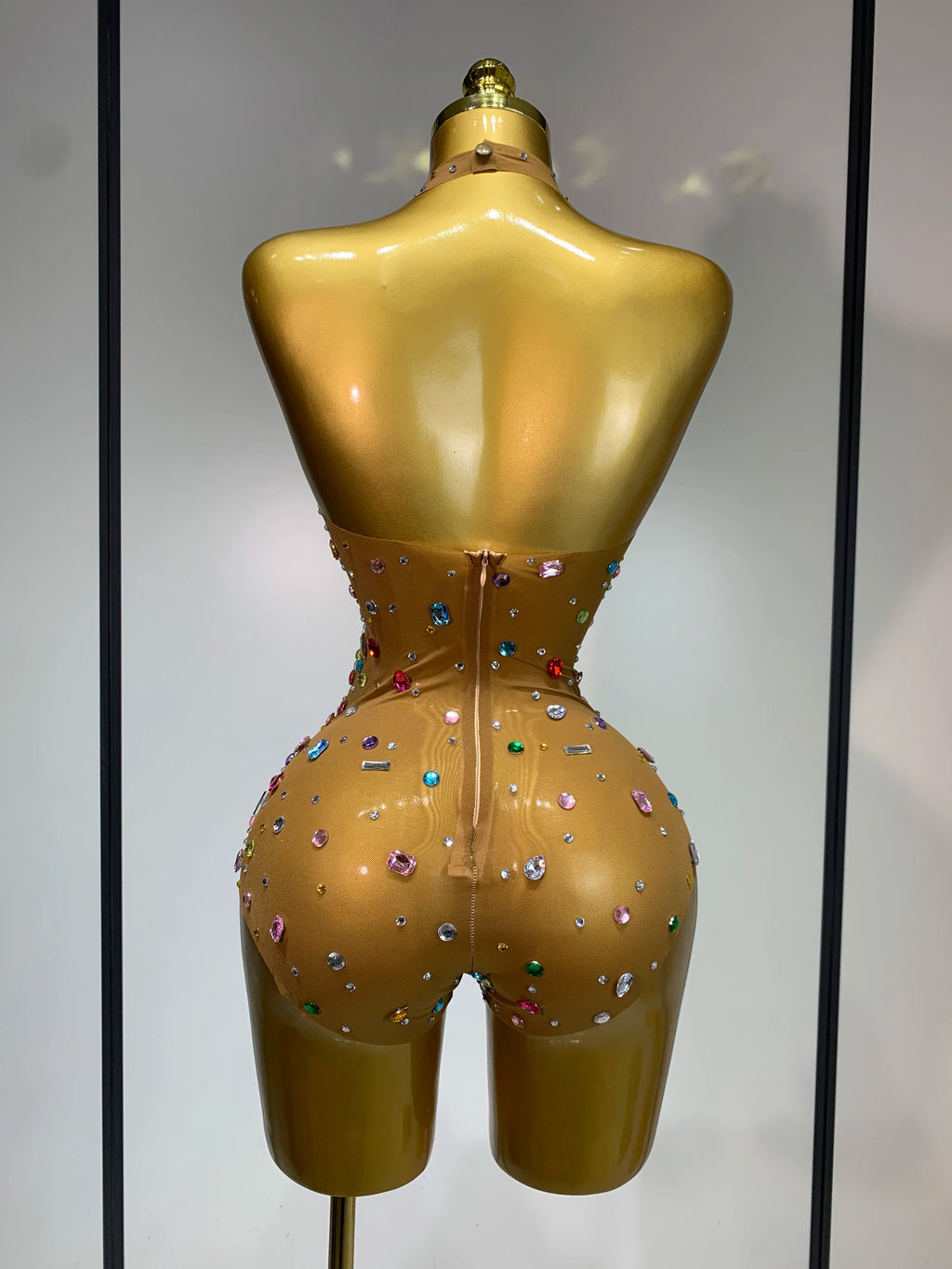 Crystal Sparkly Rhinestones Mesh Bodysuit