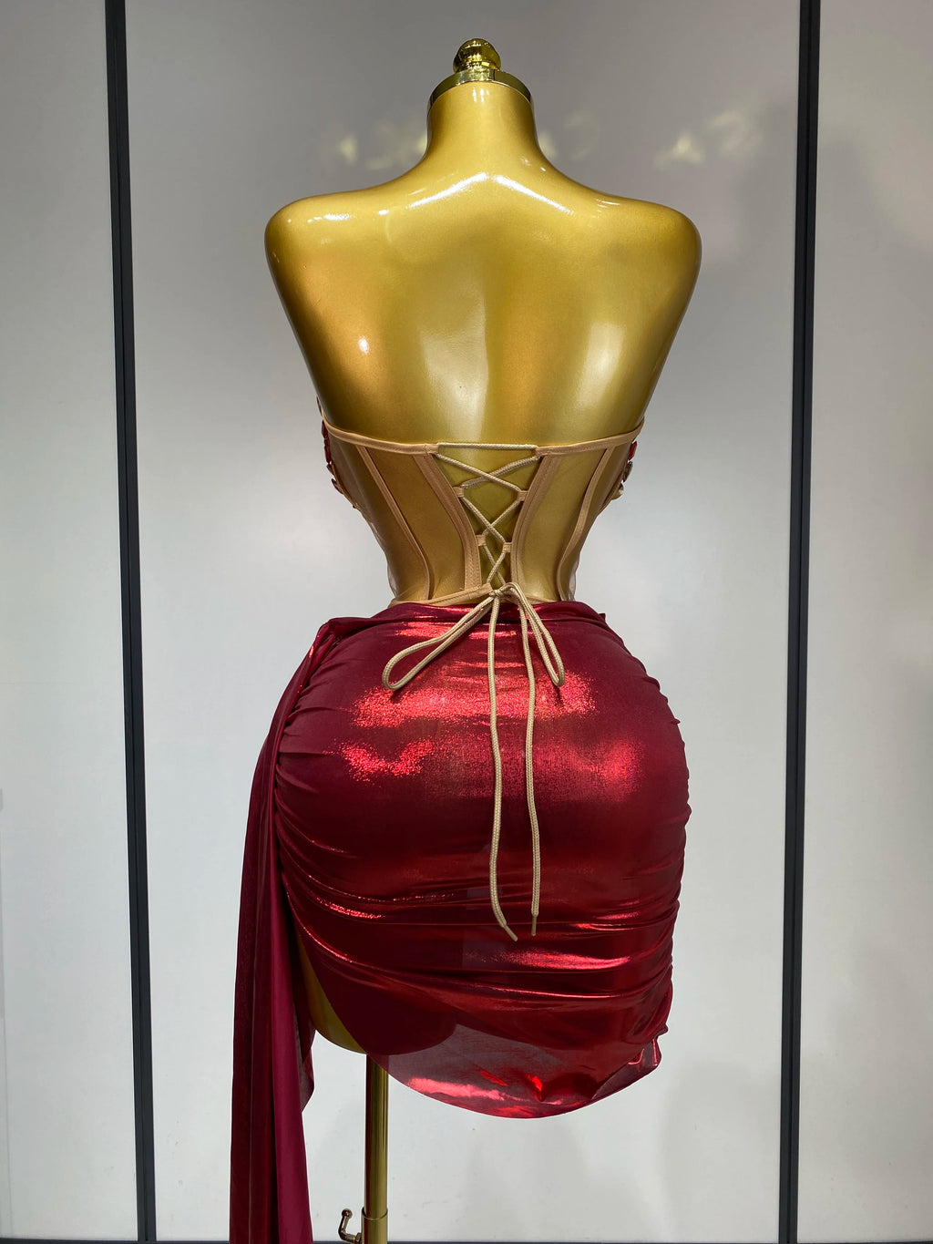 Red Wine Two Piece Skirt Set