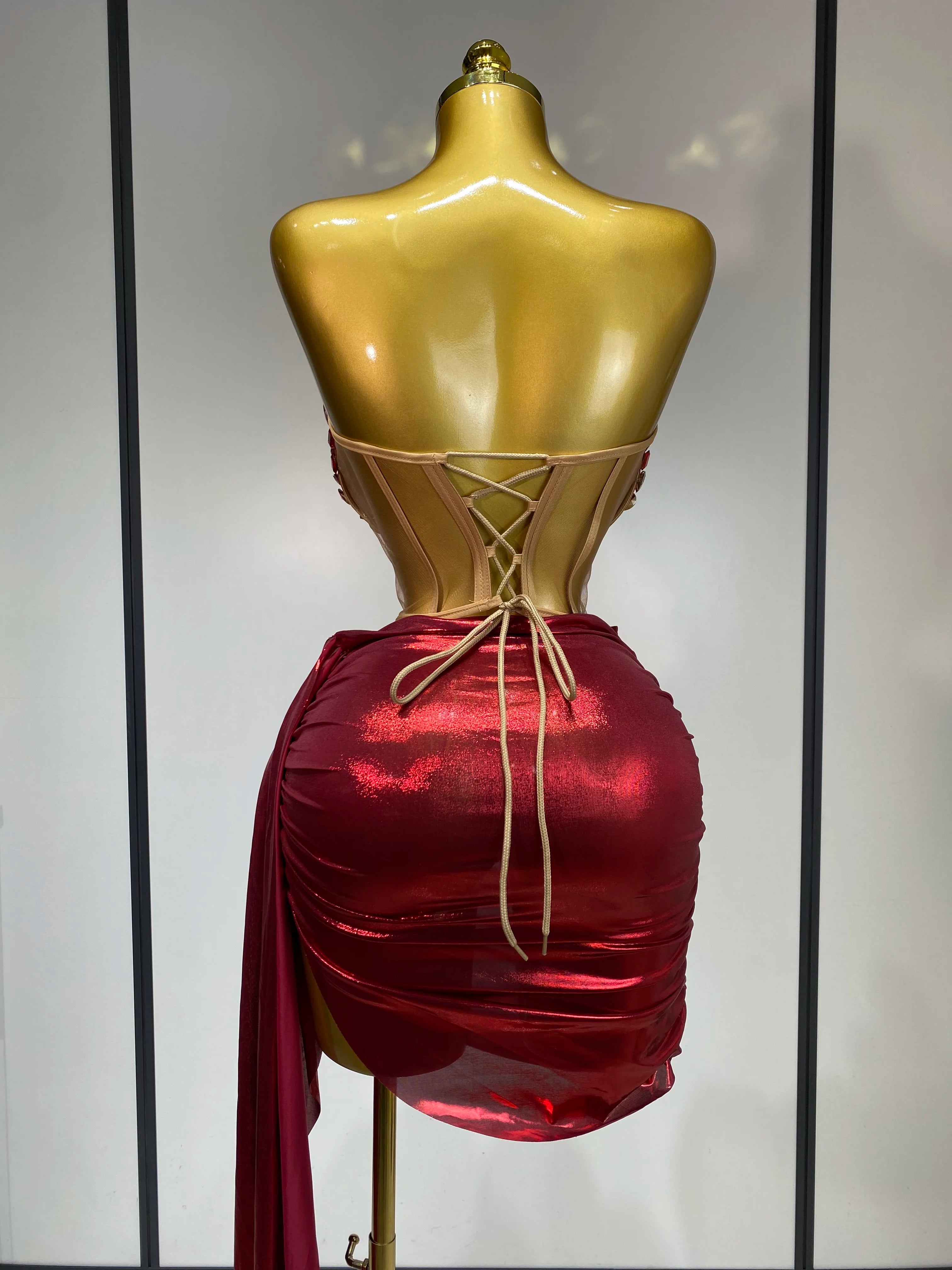 Red Wine Two Piece Skirt Set