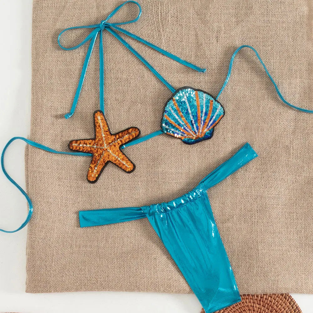 Mermaid Sequin Shell Starfish Bikini