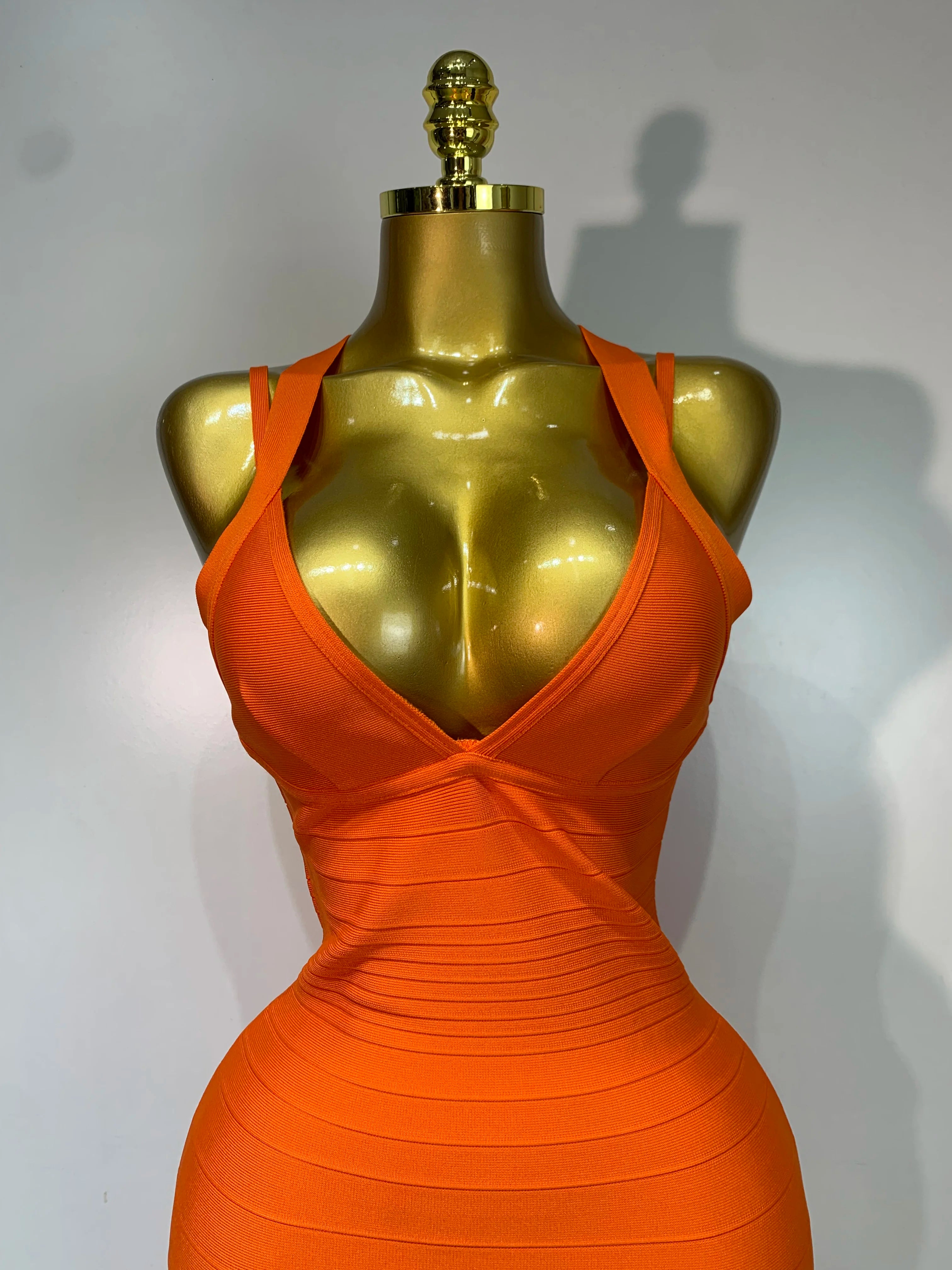 Tangerine Orange Long Bodycon Bandage Dress