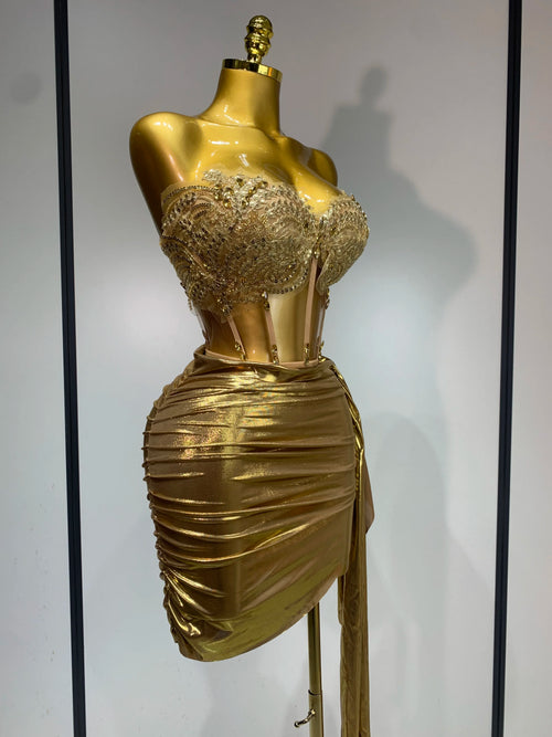 All The Glitters Is Gold Two Piece Skirt Set