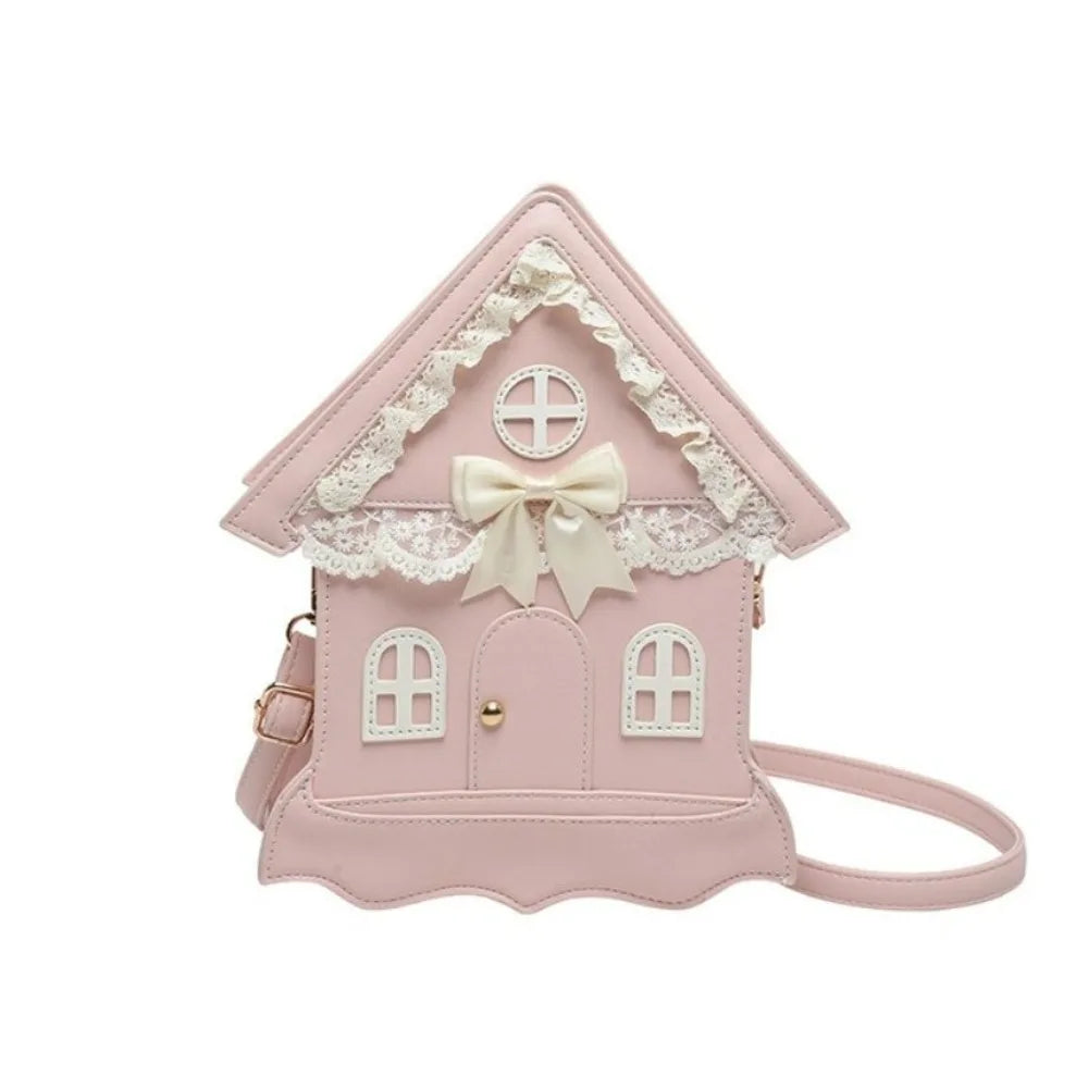 House Shaped Lace Bow Crossbody Purse