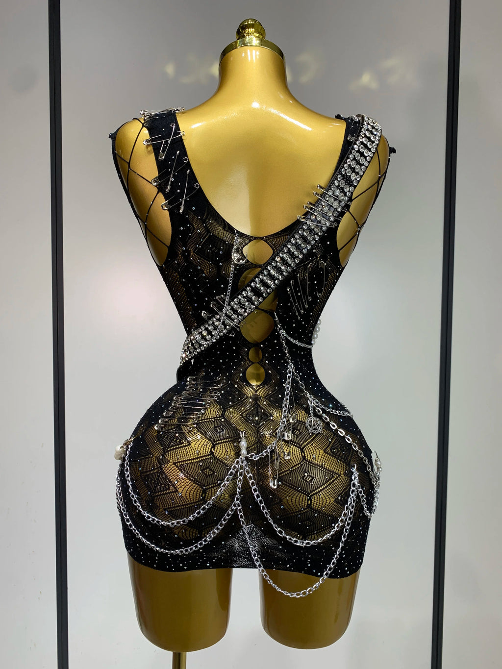 Chain Mesh Mini Dress