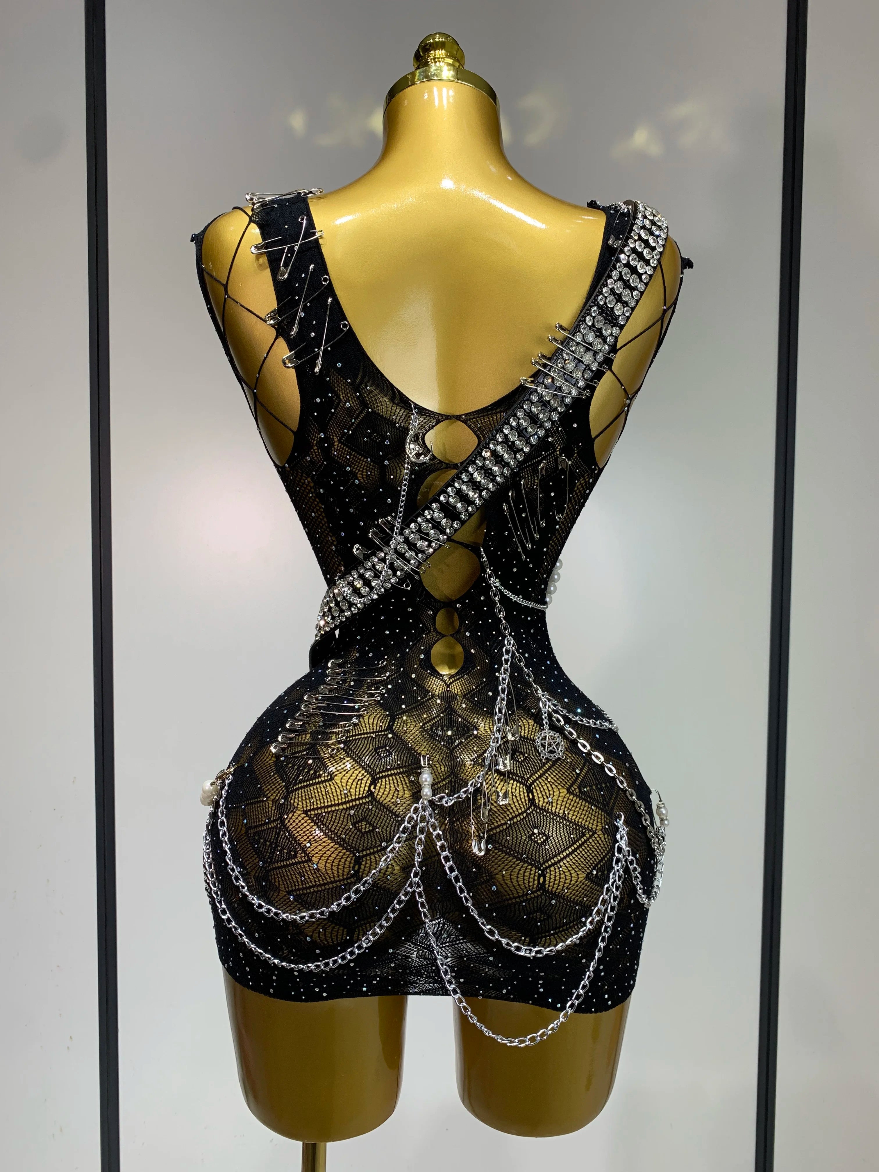 Chain Mesh Mini Dress