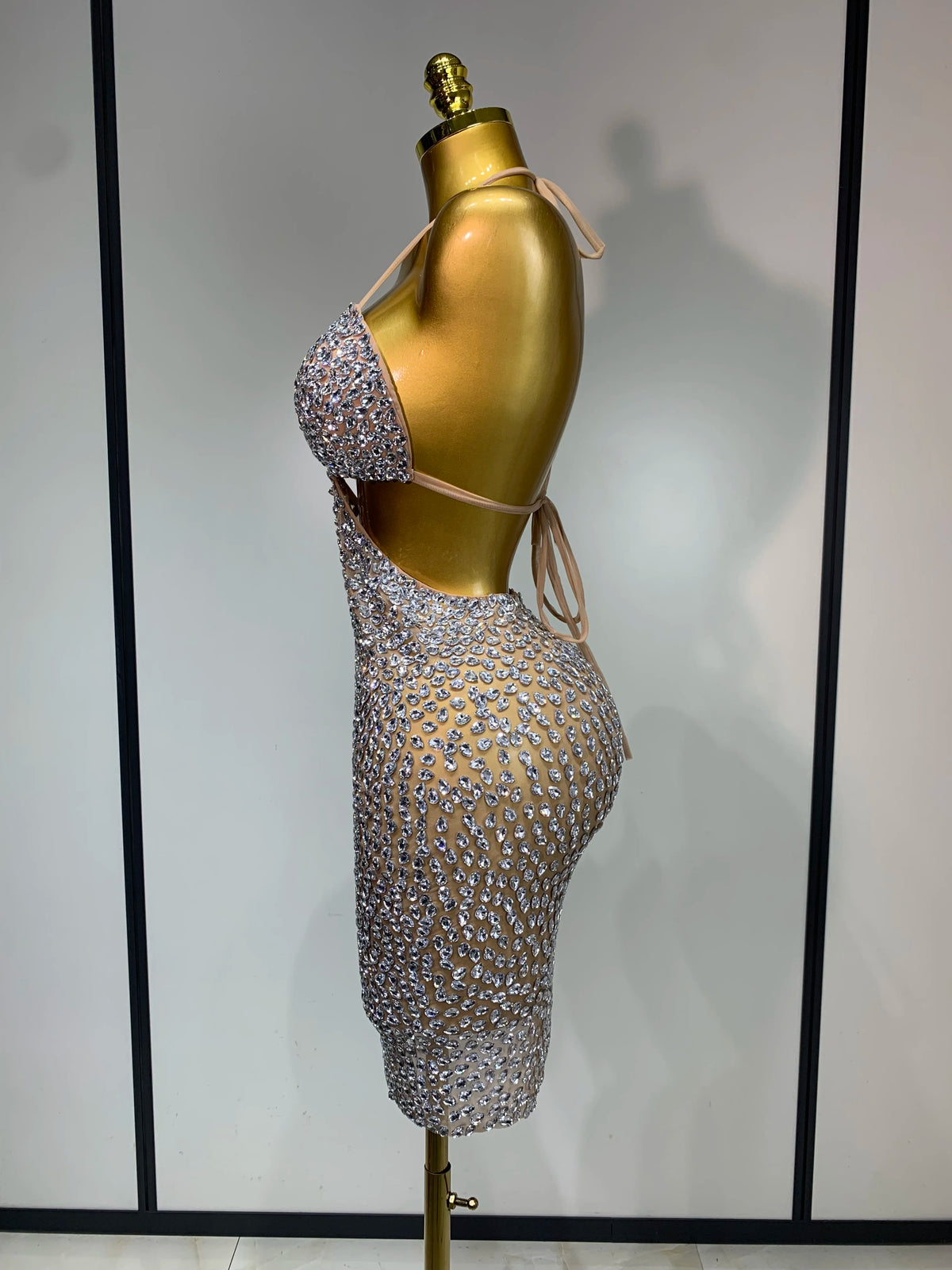 Luxury Crystal Rhinestones Bodycon Dress