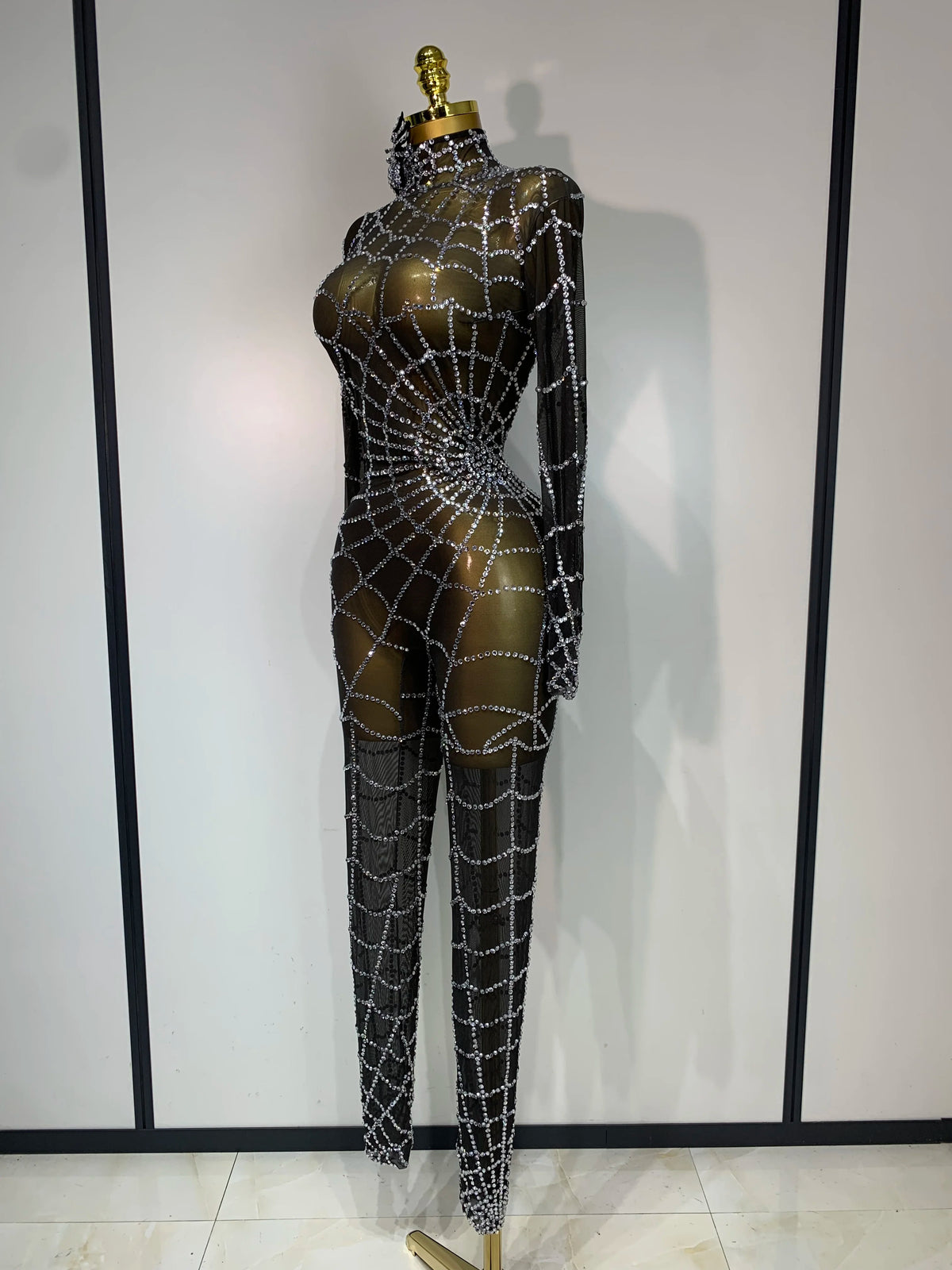 Spider Web Halloween Long Sleeve Jumpsuit