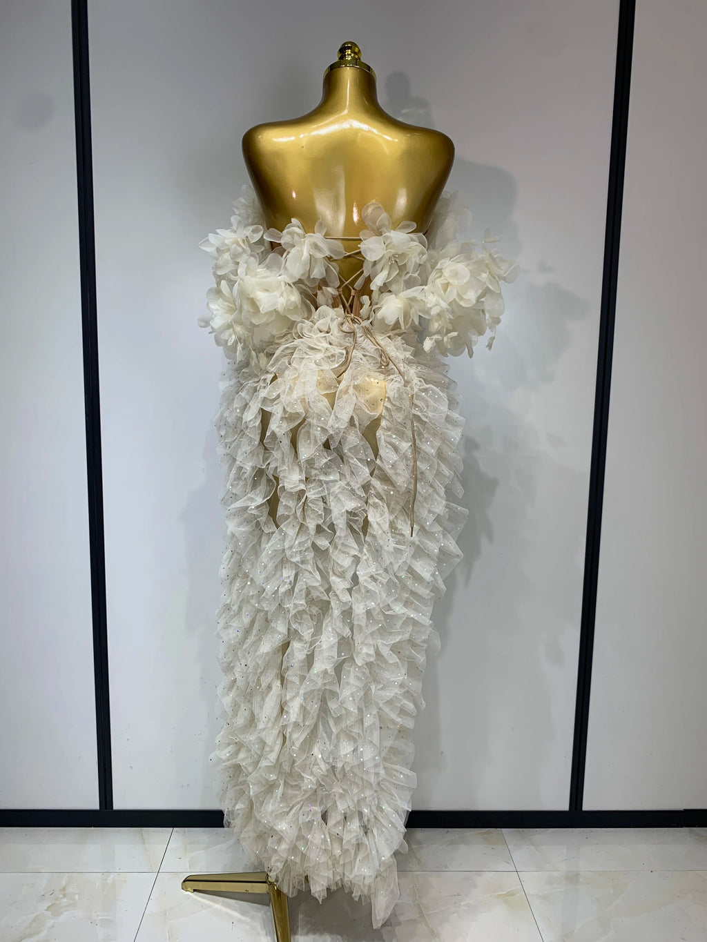 Flower Corset Mesh Two Piece Skirt Set