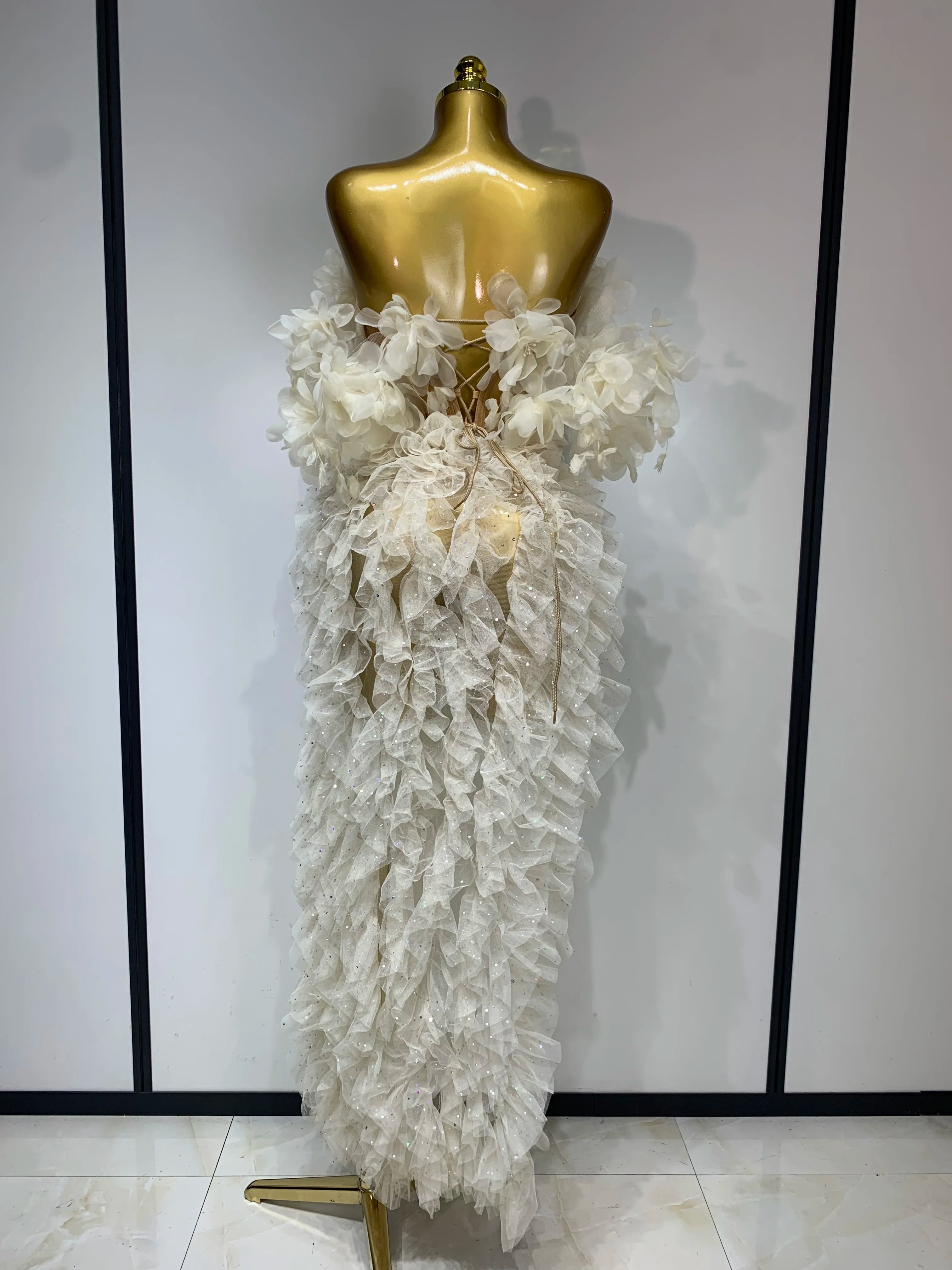 Flower Corset Mesh Two Piece Skirt Set