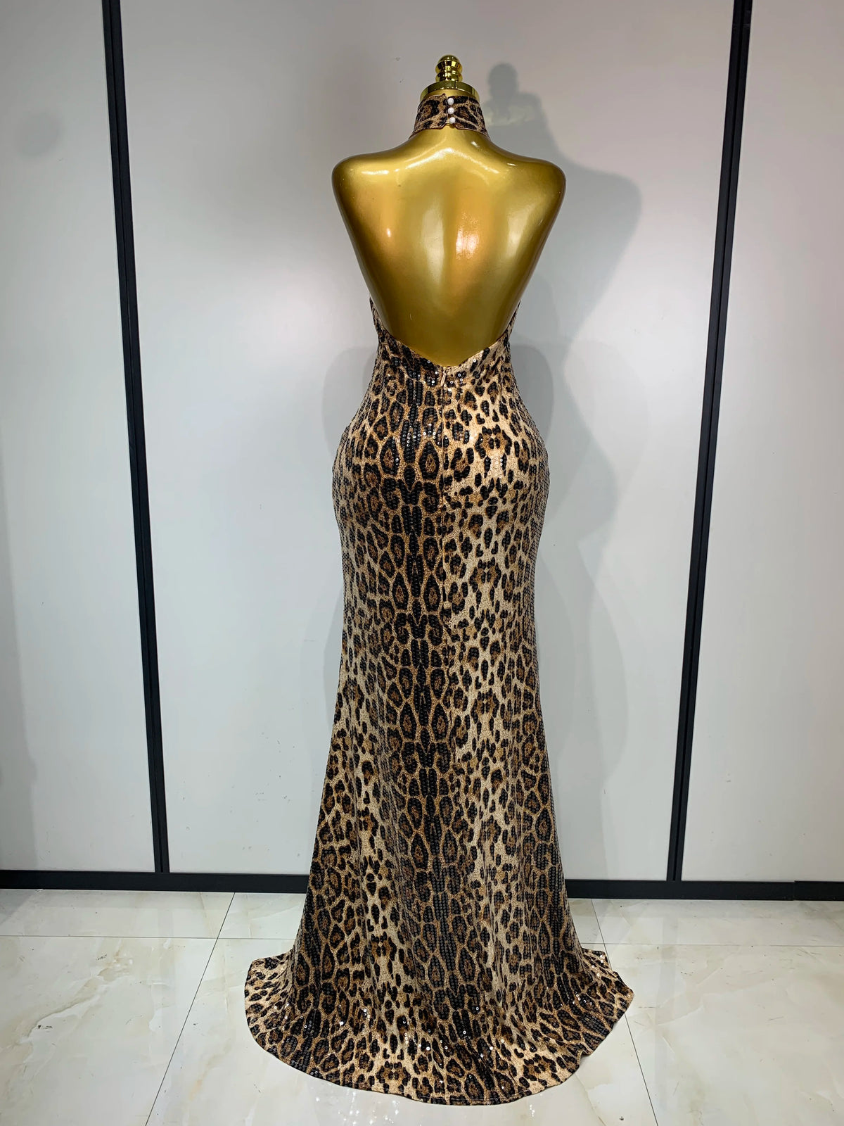 Leopard Sequin Maxi Dress