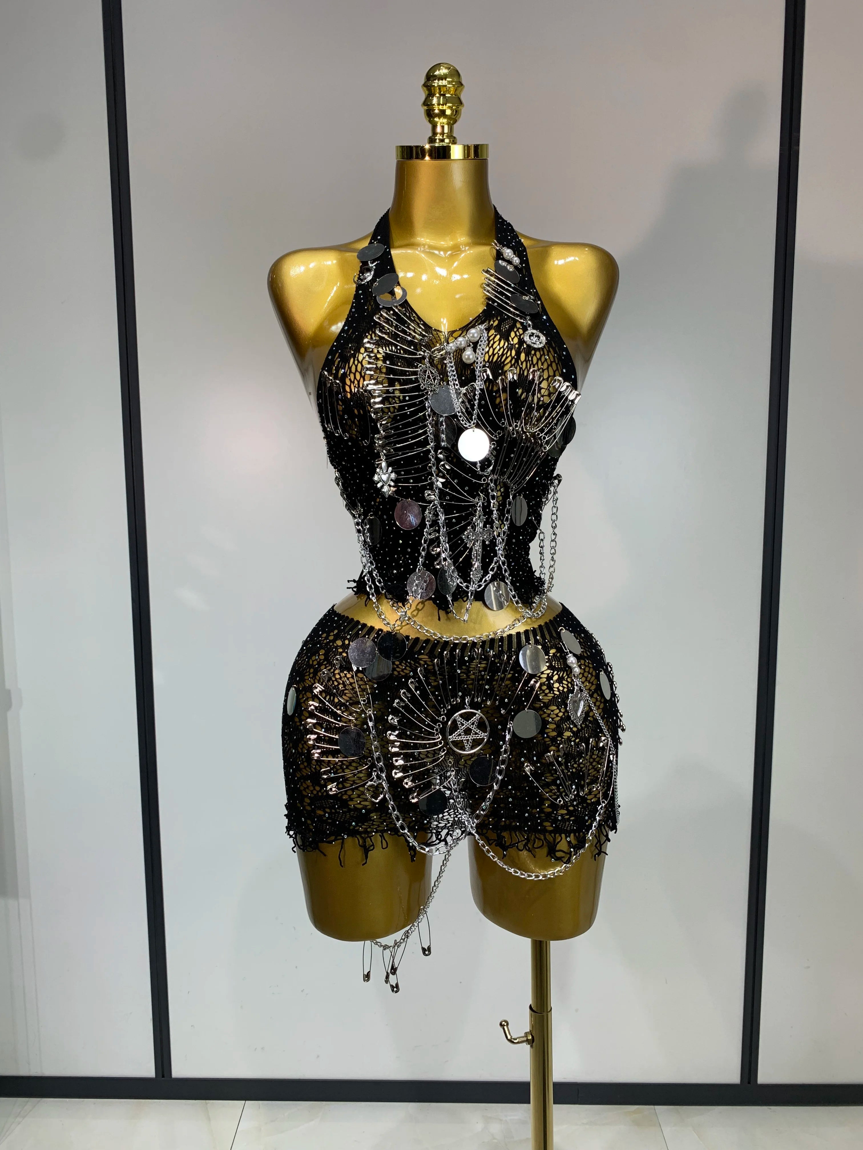 Rock & Roll Chain Two Piece Skirt Set