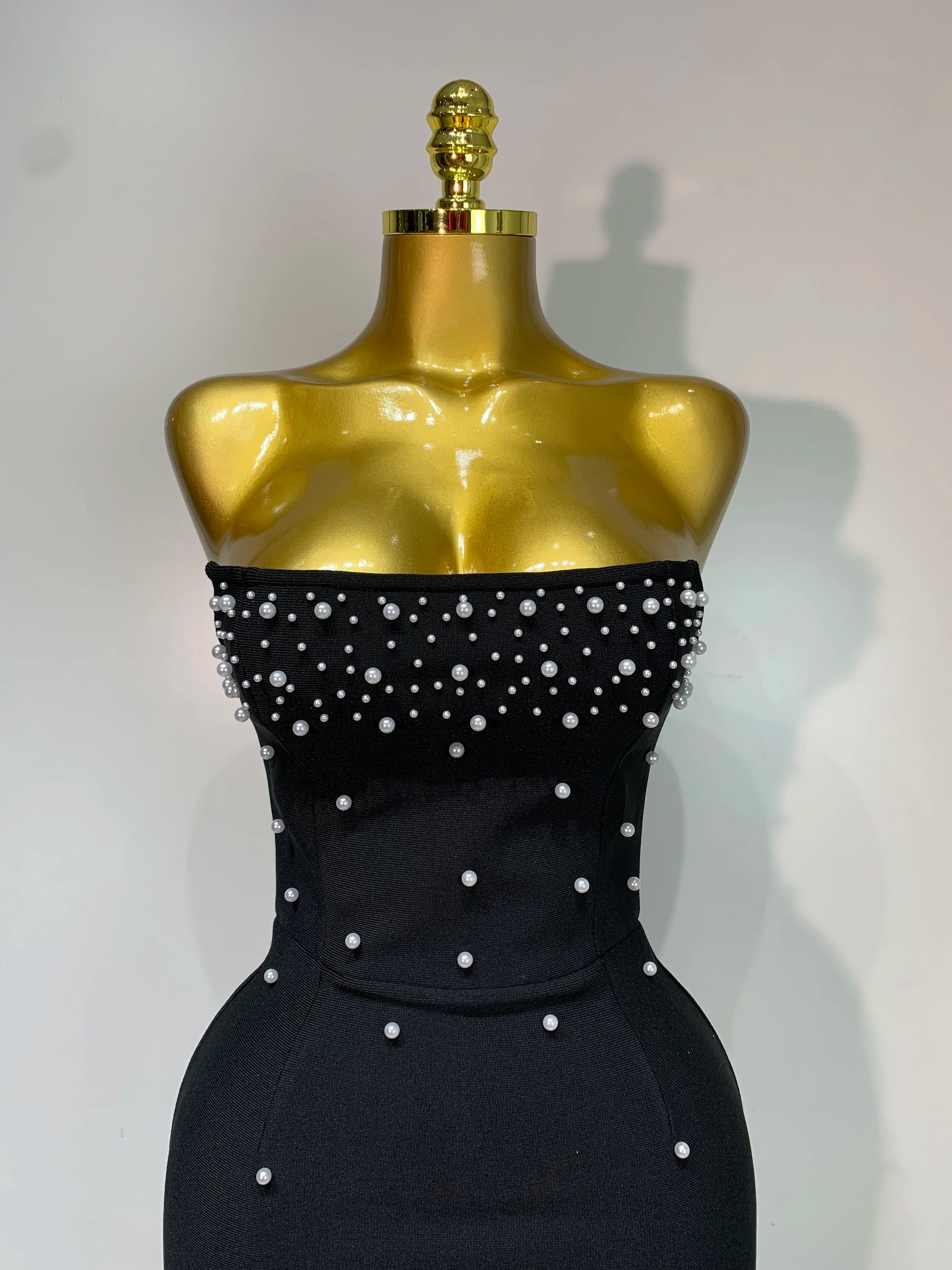 Black Pearl Midi Bodycon Tube Dress
