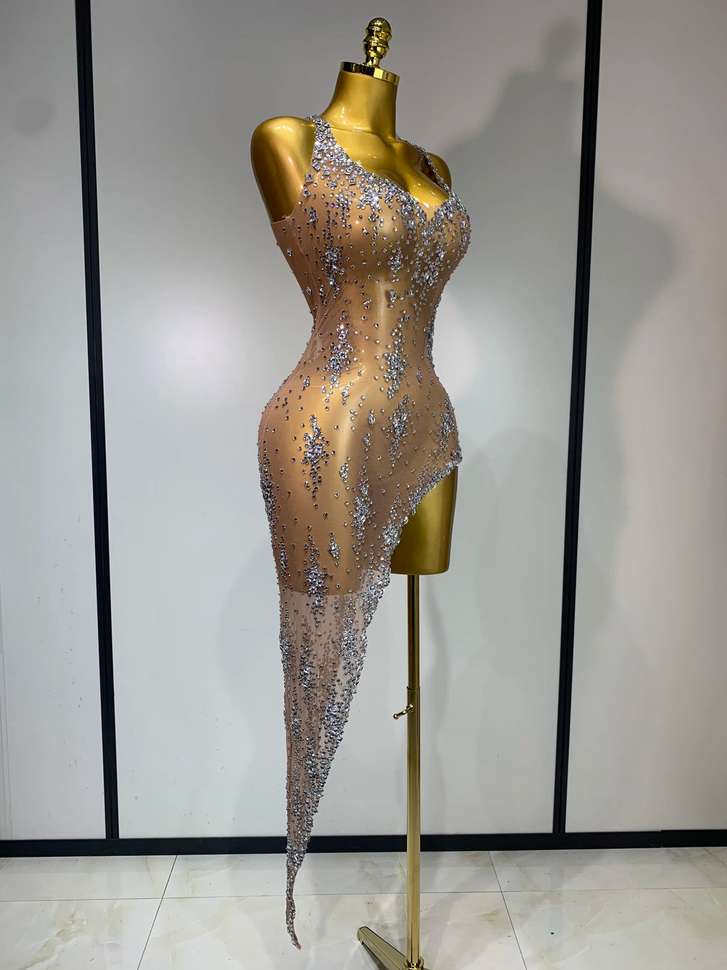 Sing Your Heart Out Silver Mesh Dress