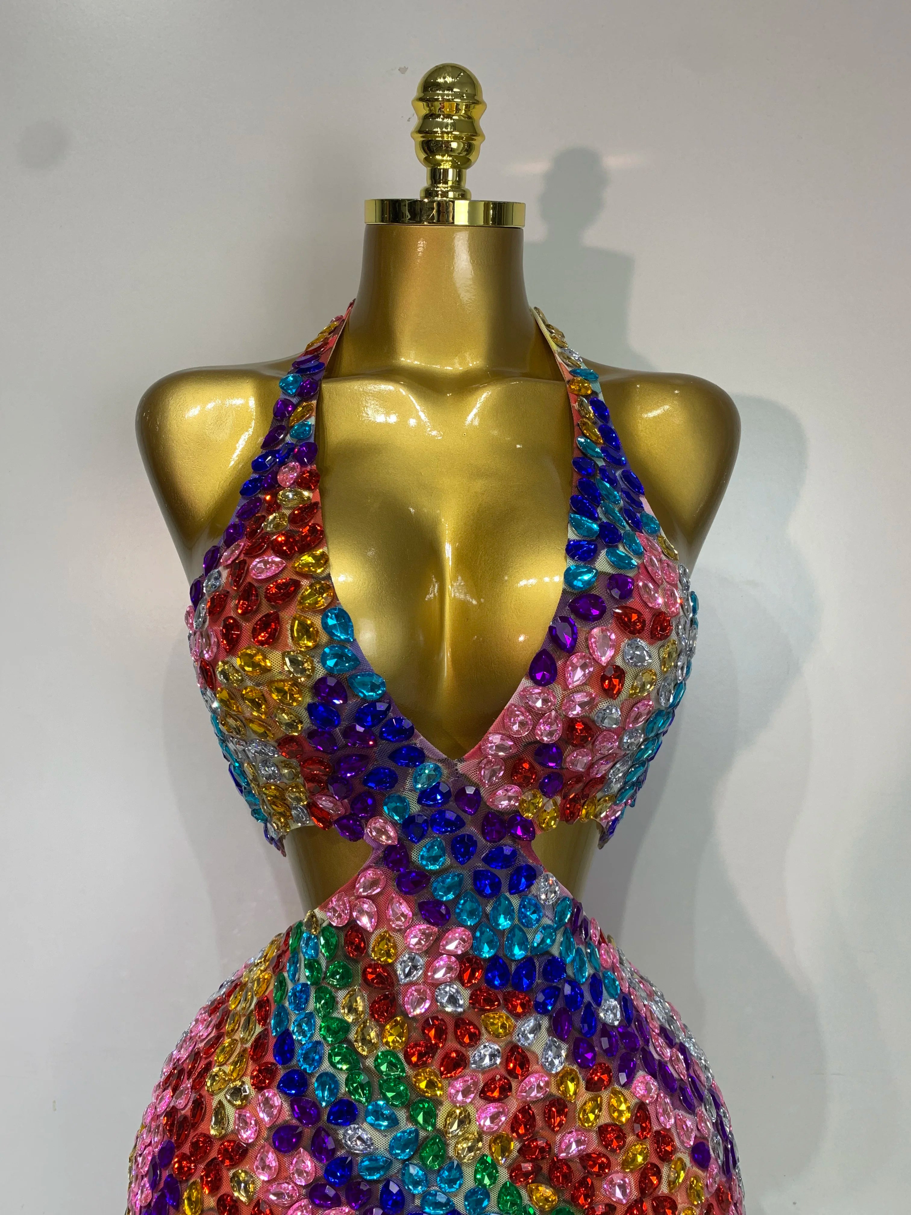 Rainbow Rhinestone Dress