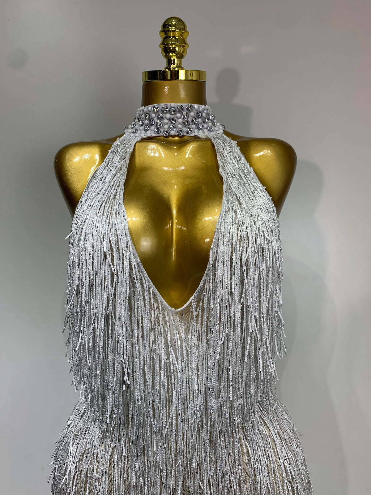 White Crystals Long Dress