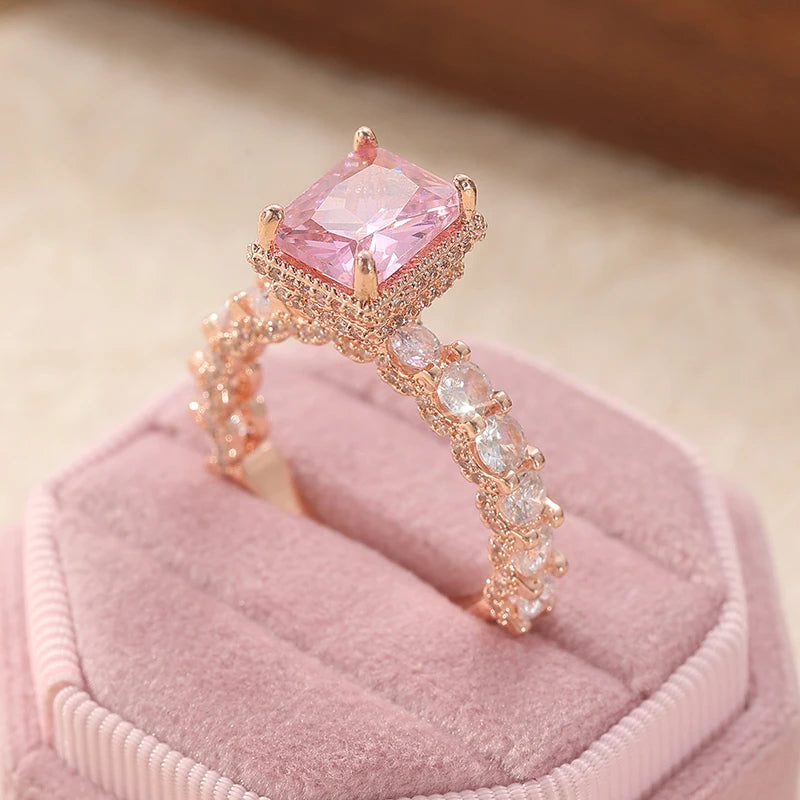 Luxurious Rose Gold Pink Ring