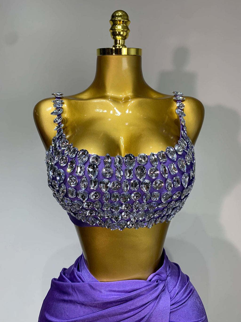 Crystal Diamond Two Piece Skirt Set