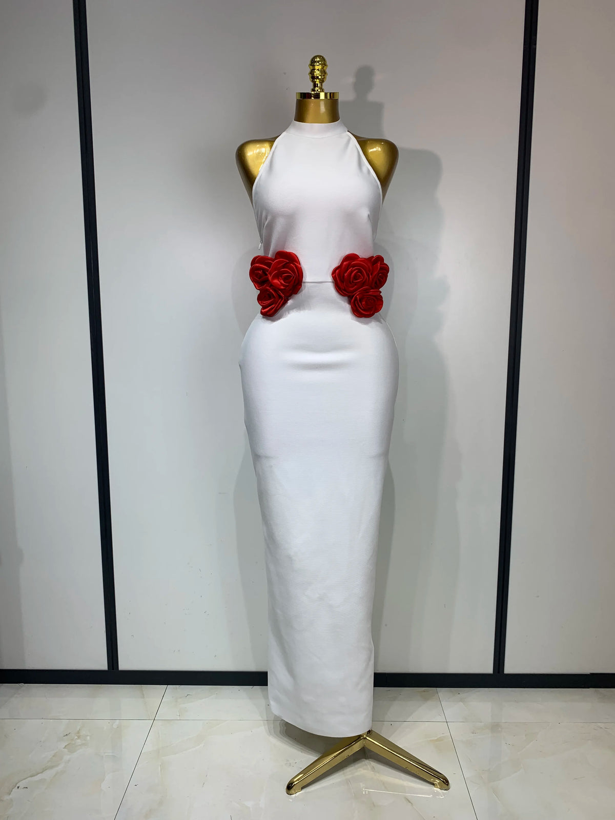 Give Me Roses Halter Dress