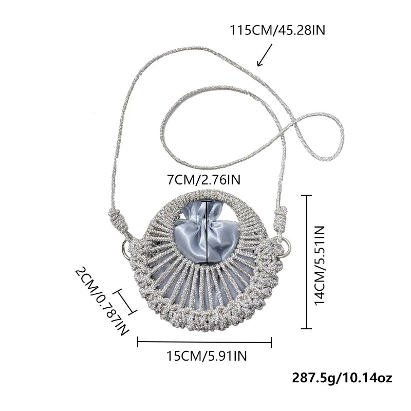 Diamond Rhinestine Silver Round Purse
