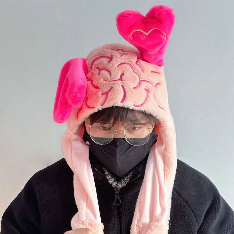 Love Brain Plush Crossbody Bag & Hat
