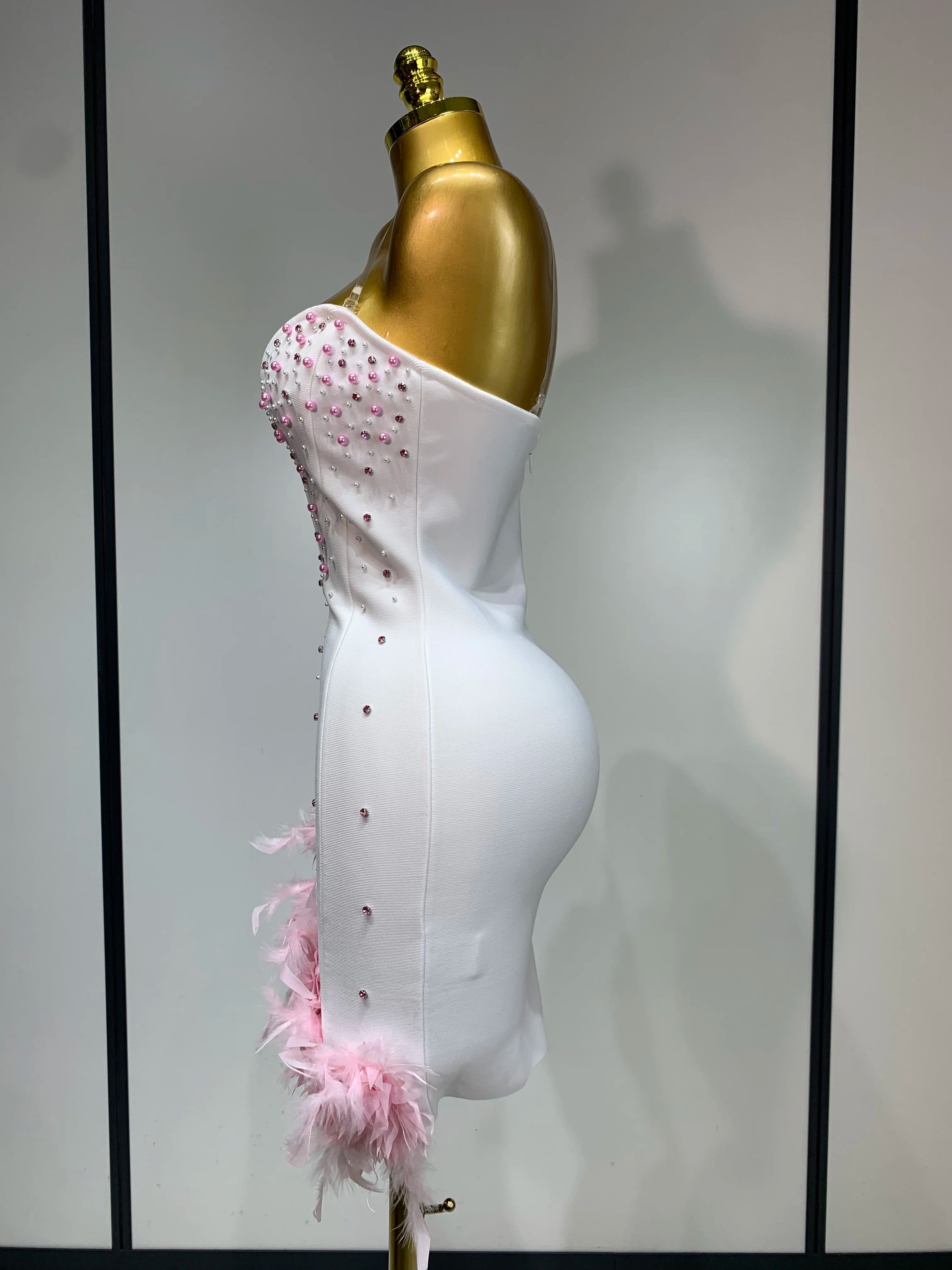 Pink Pearls Feather Dress
