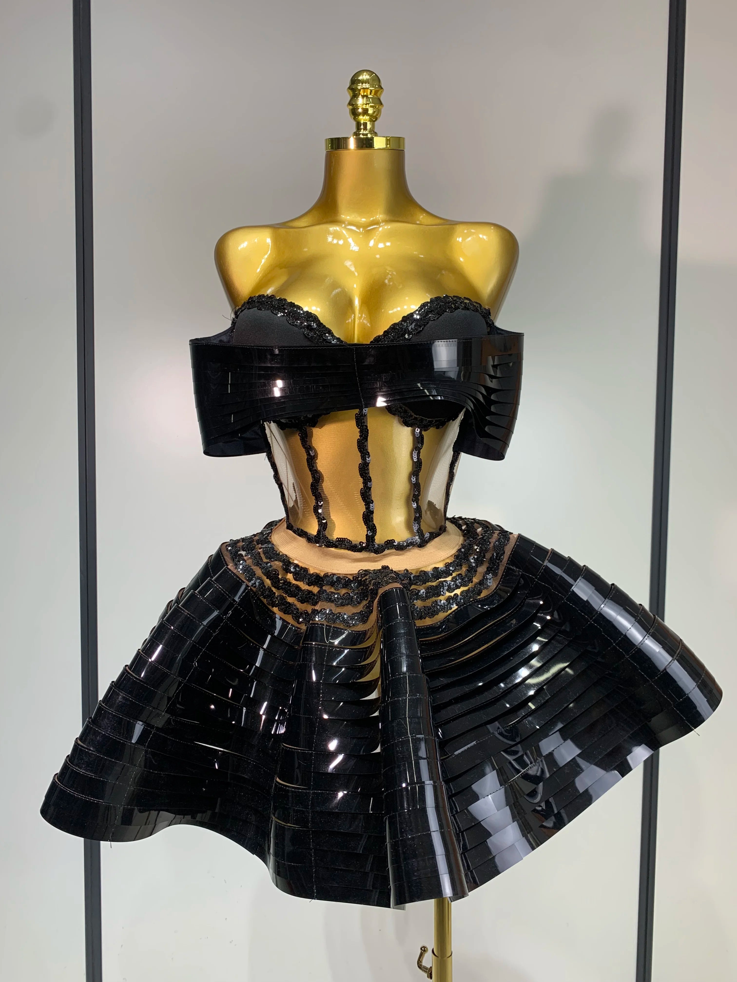 Shiny Metallic Two Piece Set