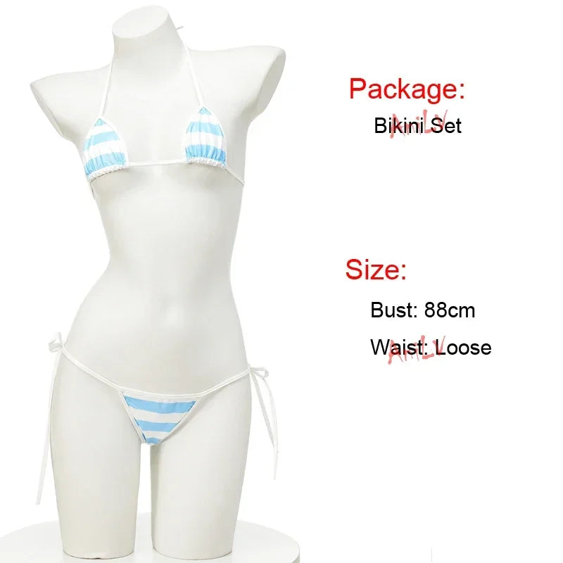 Stripe Leather Bikini Set