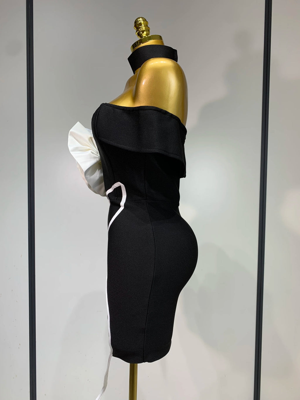 White & Black Flower Mini Bodycon Dress