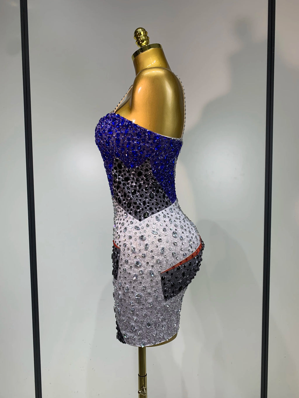 Crystals Mesh Mini Dress