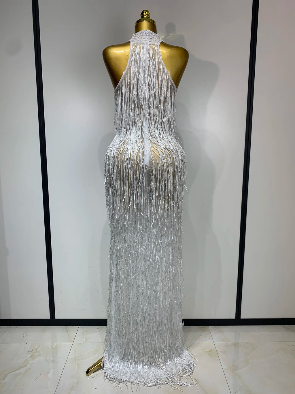White Crystals Long Dress
