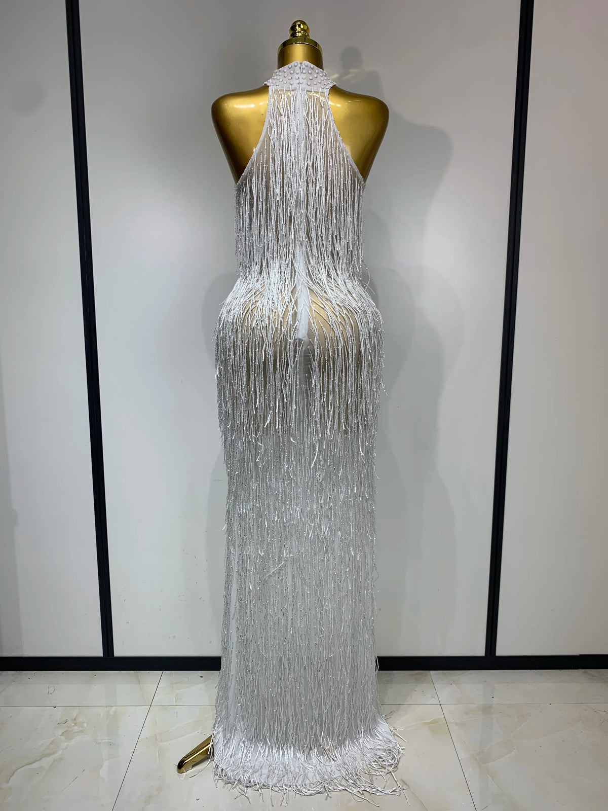 White Crystals Long Dress