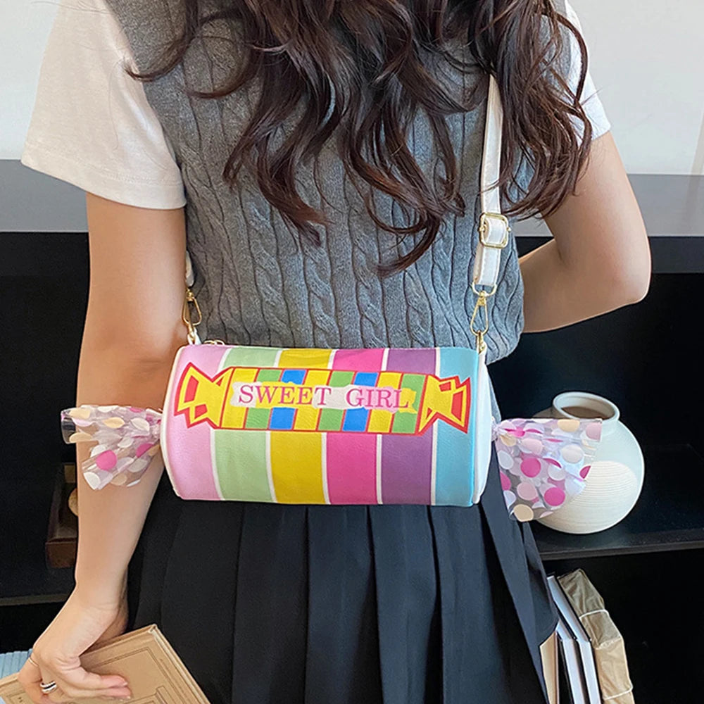 Sweet Girl Candy Striped Crossbody Bag