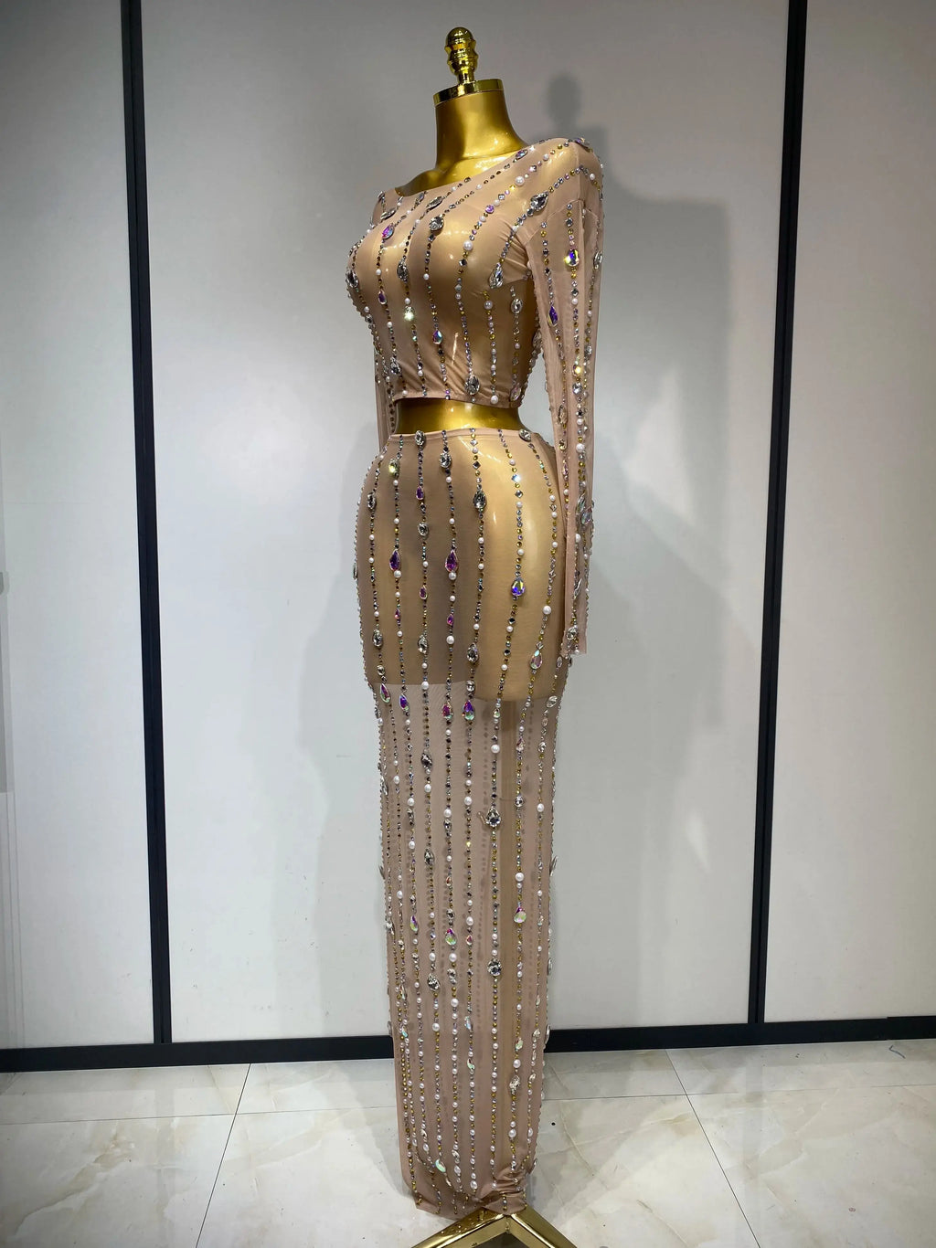 Sexy Tear Drops Two Piece Skirt Set