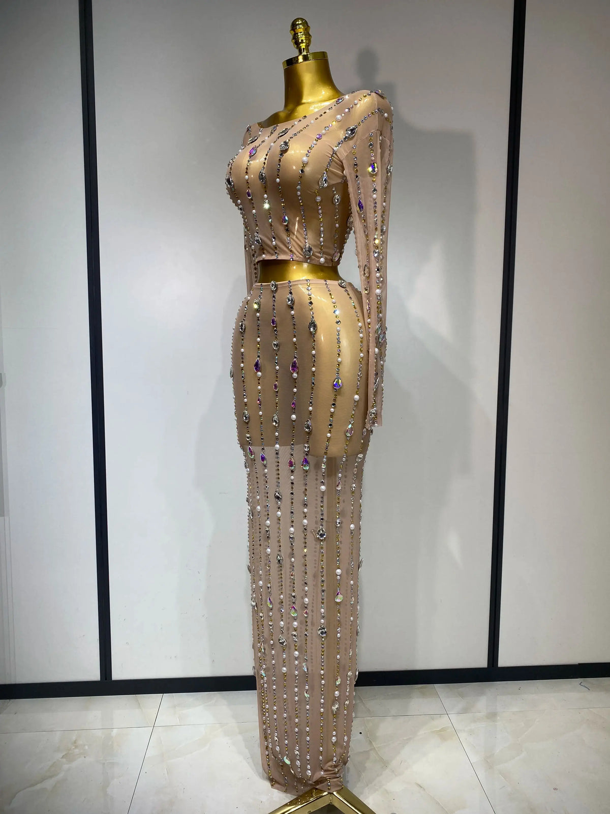 Sexy Tear Drops Two Piece Skirt Set