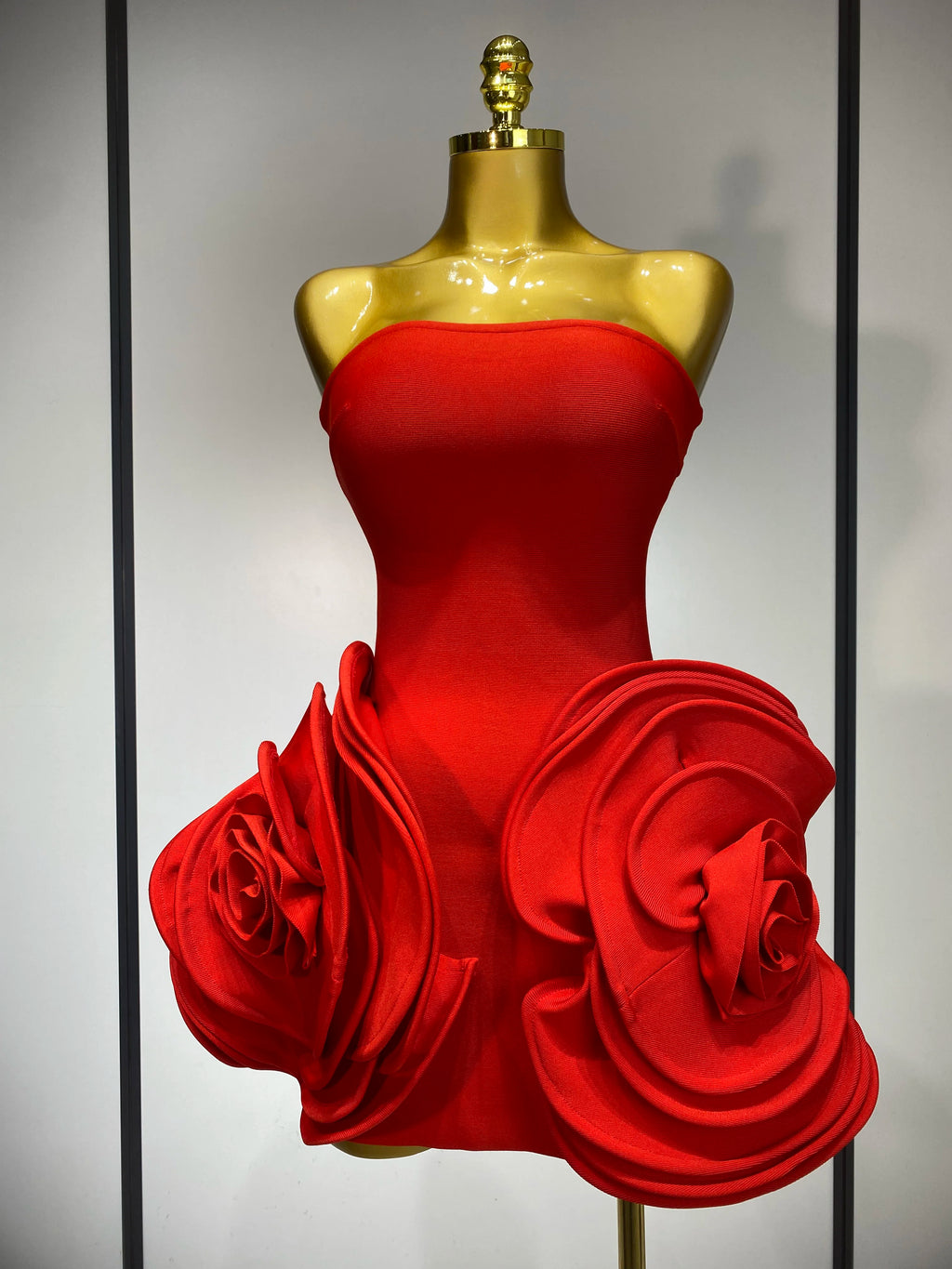 Red Rose Flower Mini Bodycon Dress