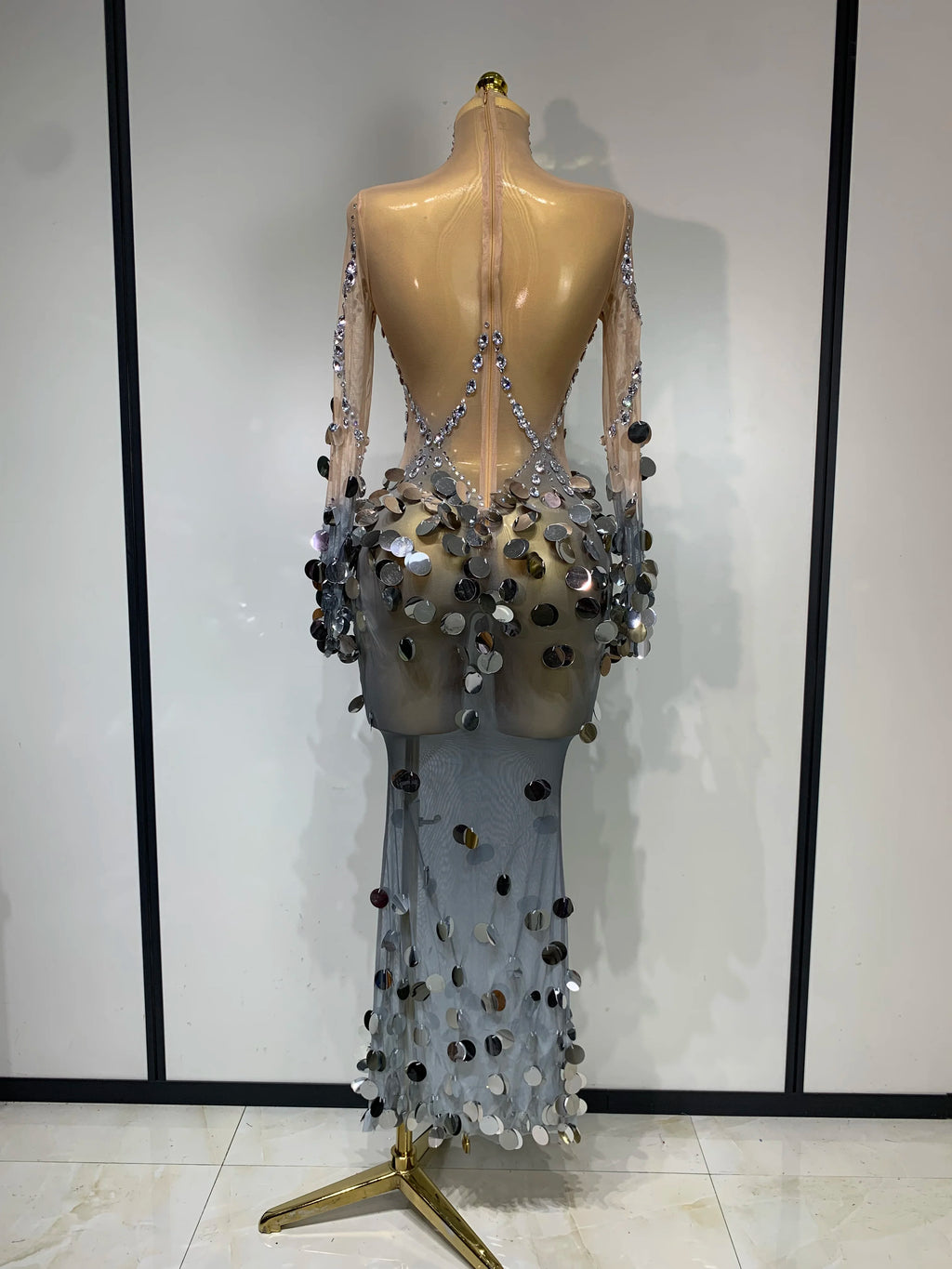 Silver Sequins Diamonds Dress