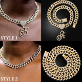 Cursive Letter Iced Out Cuban Link Chain