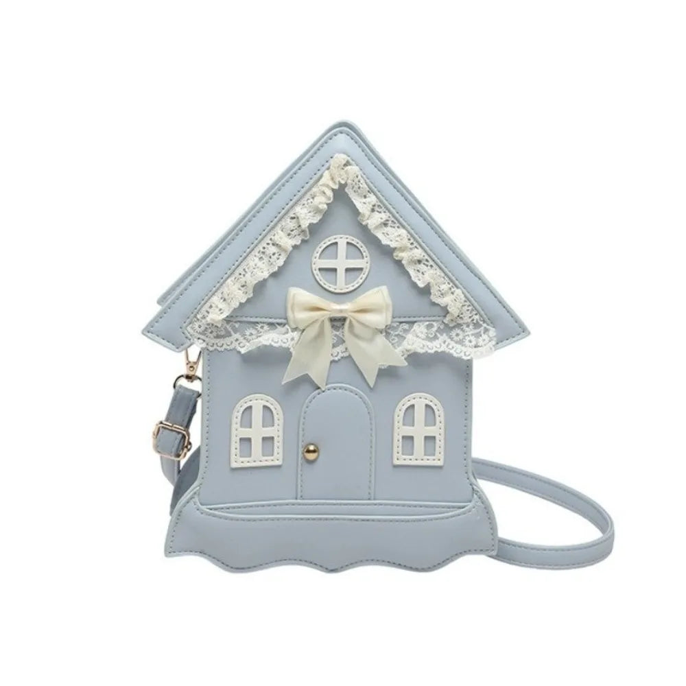 House Shaped Lace Bow Crossbody Purse