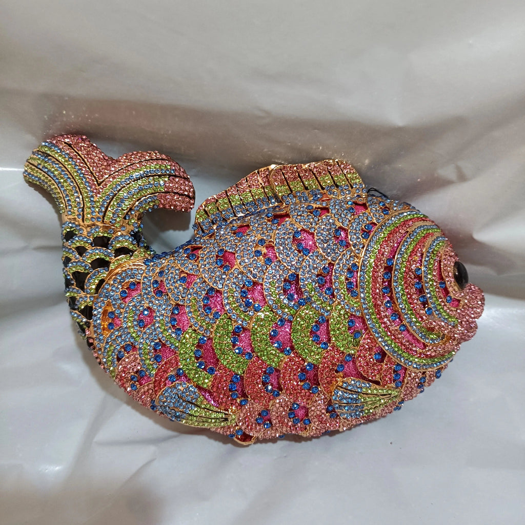 Fish Rhinestone Crystal Clutch