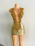 Luxury Gold Crystal Dress