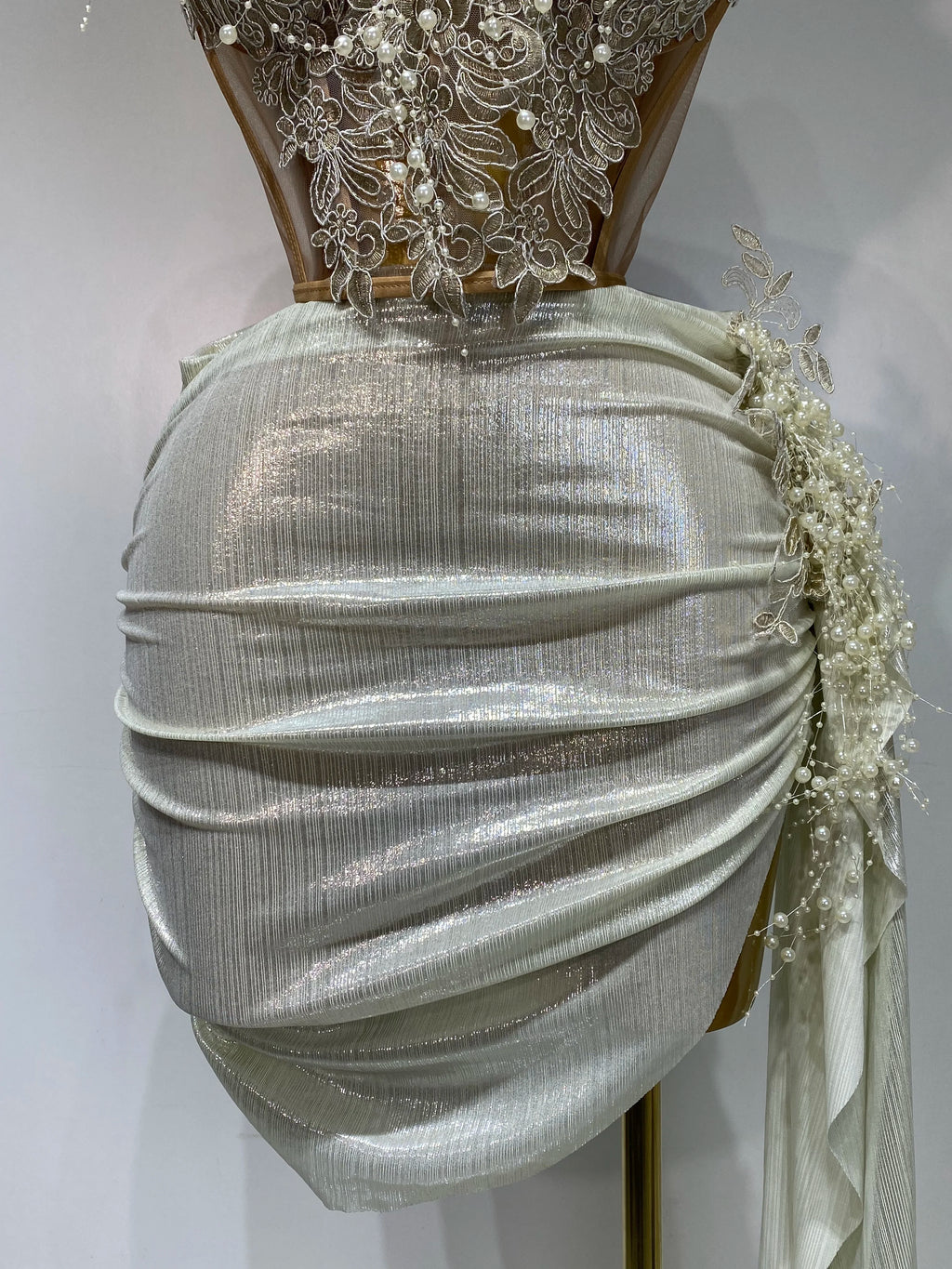 Elegant Pearl Mesh Two Piece Set