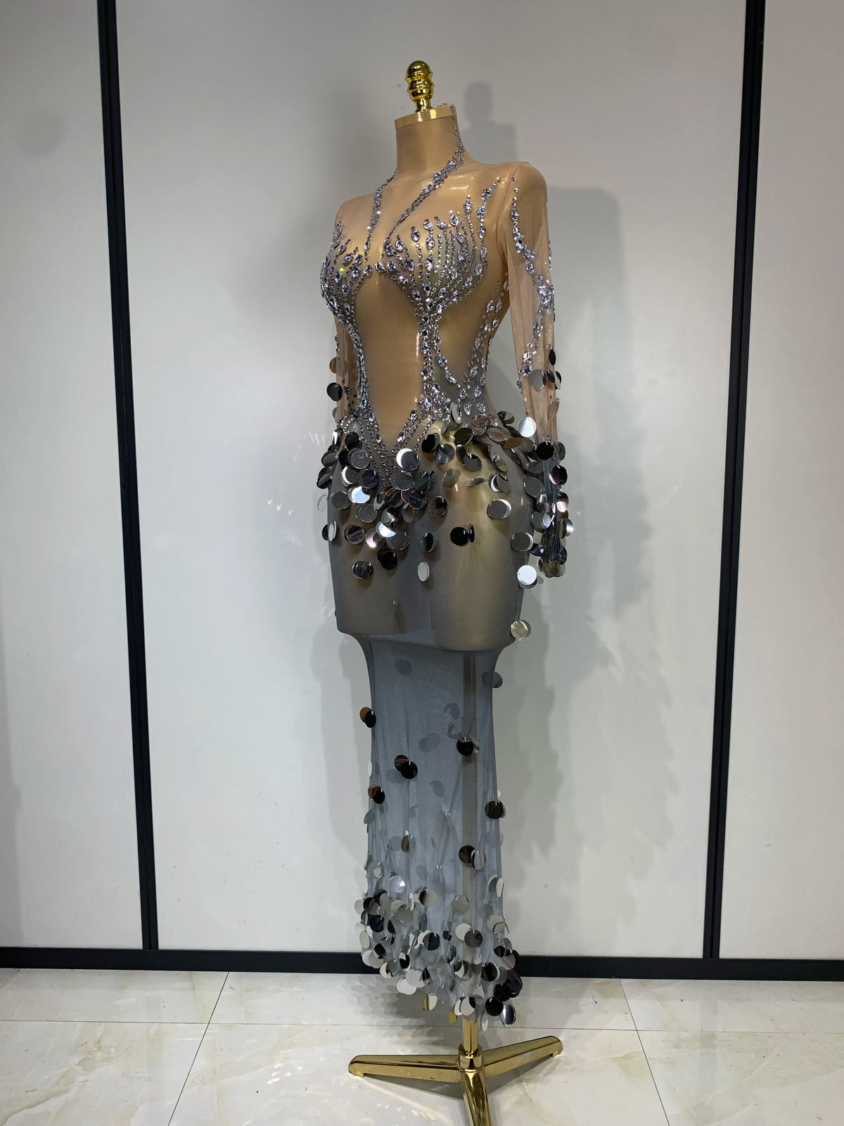 Silver Sequins Diamonds Dress